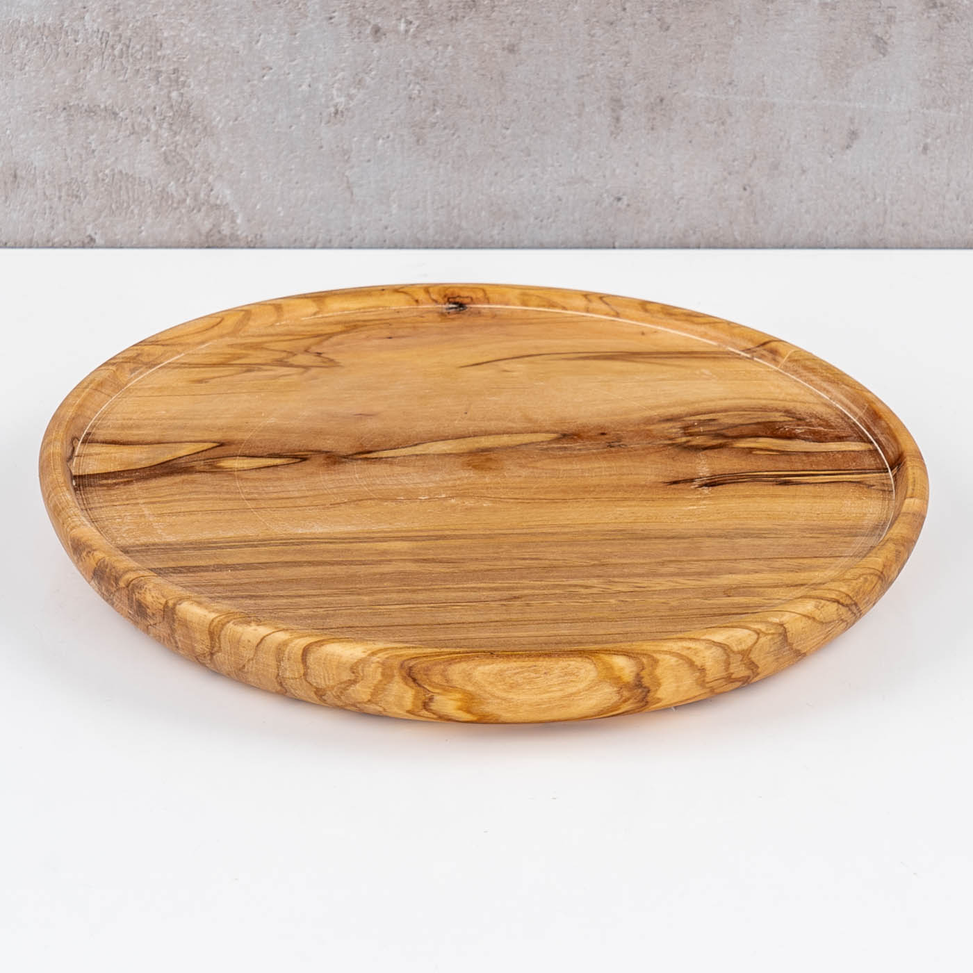 Flacher Holz Servierteller 20cm Olivenholz Holzteller Natur Unikat Küche Deko