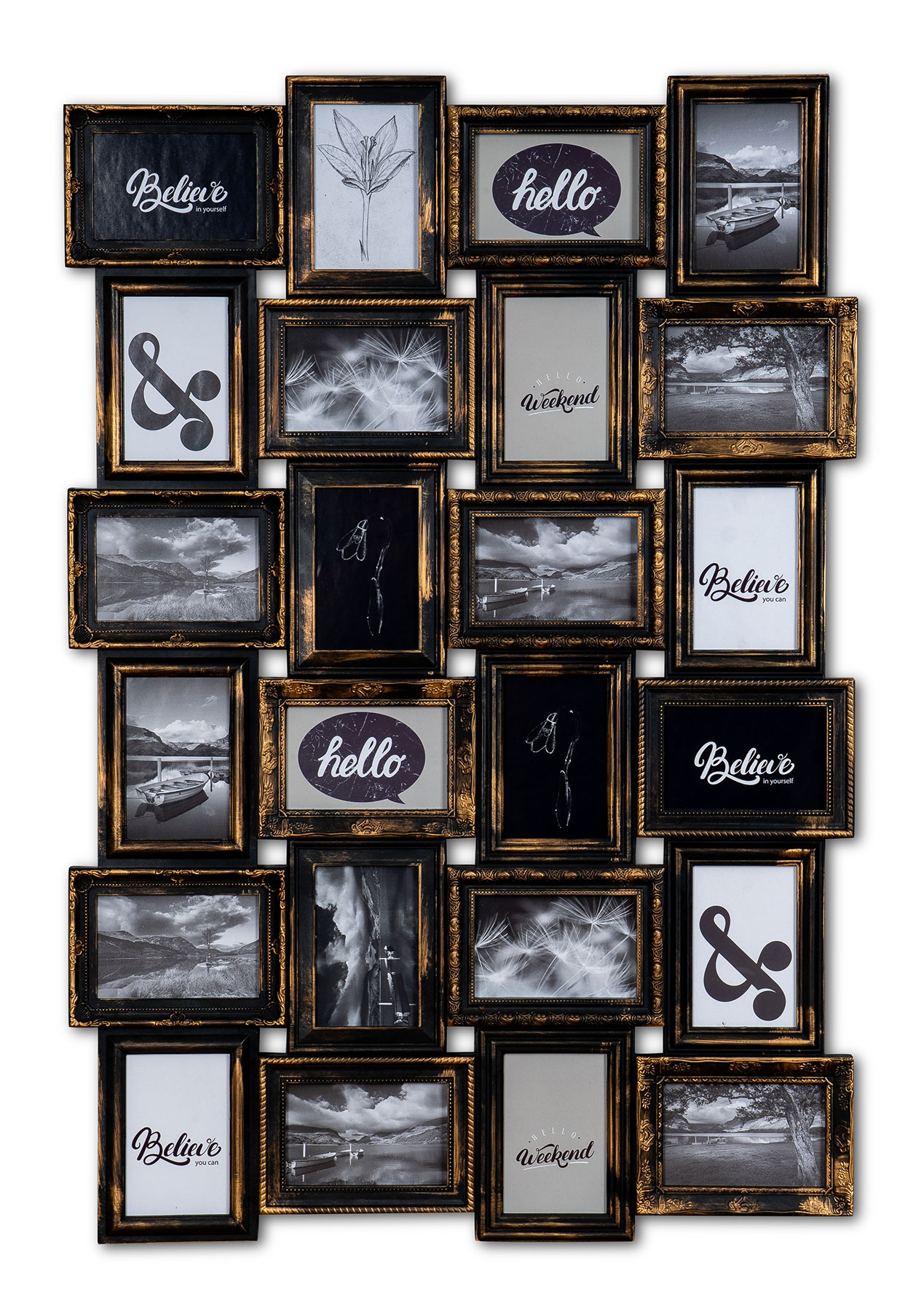 Bilderrahmen Schwarz Kupfer 24 Fotos 10x15cm Barock Fotorahmen Collage Galerie