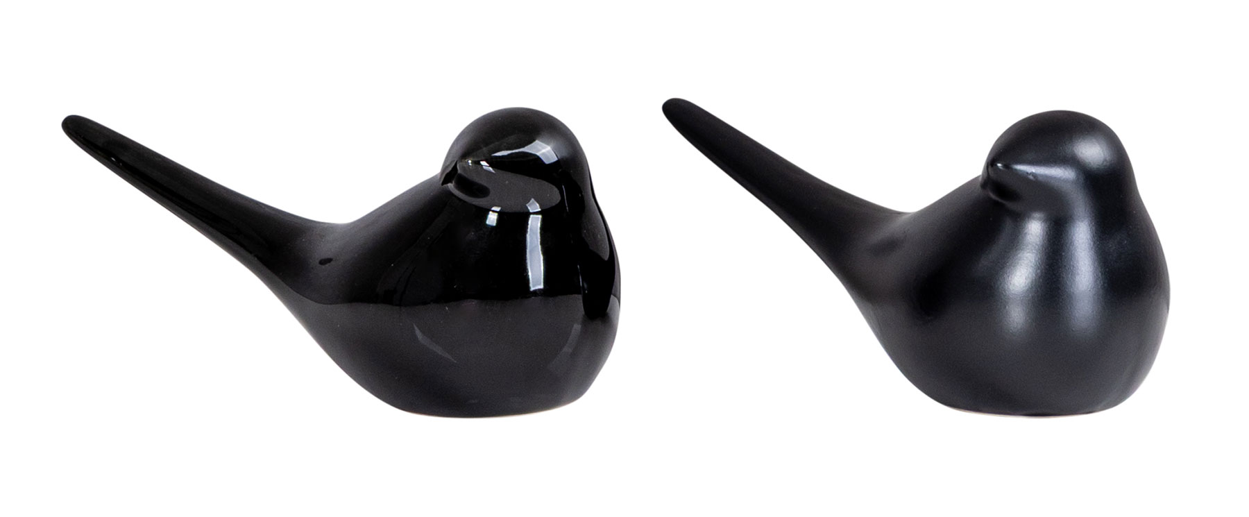 2er Set Dekofigur Vogel Schwarz Porzellan Tischdeko Deko Aufsteller Skulptur