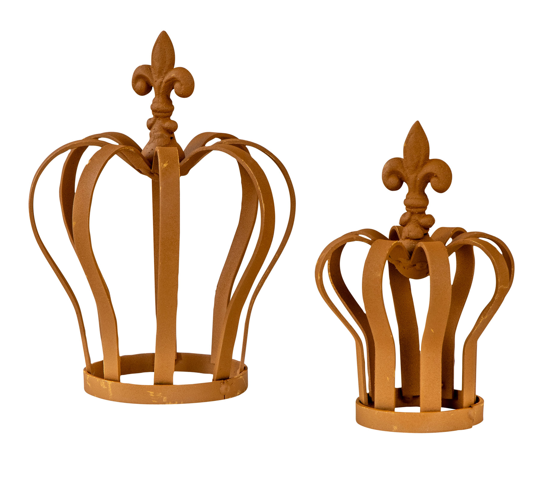 2er Set Krone Metall Rostdeko Rost Gartendeko Deko-Krone Antik Vintage Metallkrone