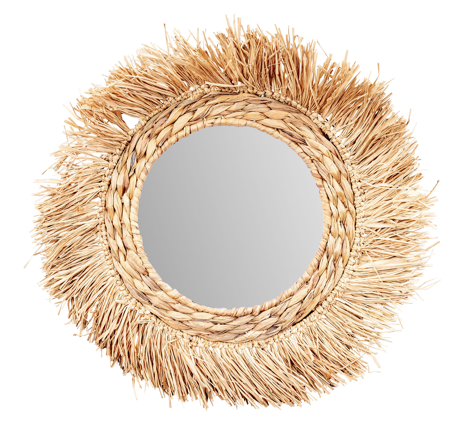 Wandspiegel Seegras Ø 60cm Spiegel Flurspiegel Wanddeko Boho Deko Nature Home