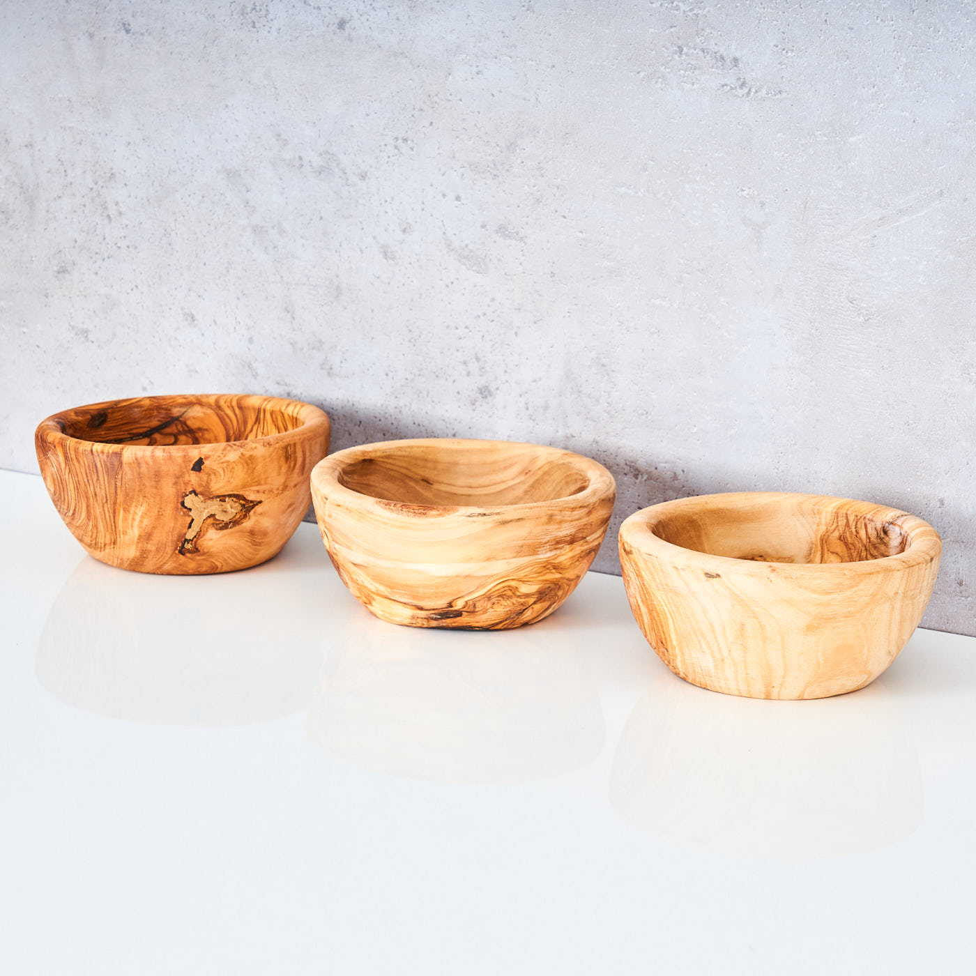 3er Set Schüssel ca. 12x4cm Schale Holz Olivenholz Holzschale Salatschüssel Natur