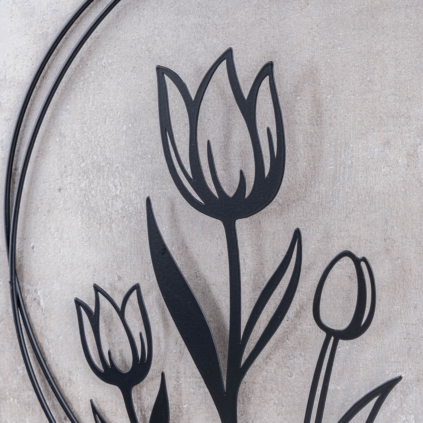 Wandbild Tulpe 30cm Rund Schwarz Metall Türkranz Türschild Metallschild Wanddeko