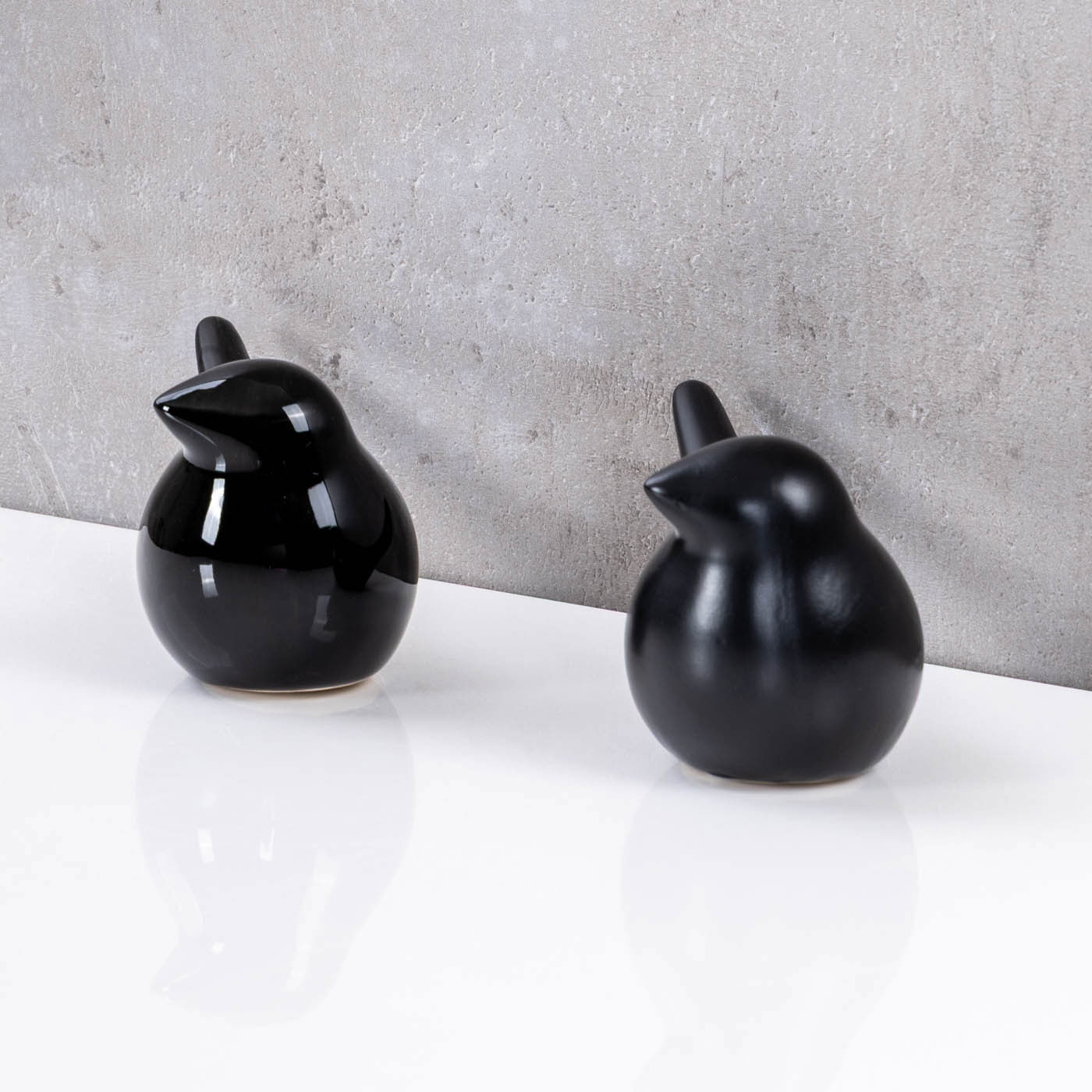 2er Set Dekofigur Vogel Schwarz Porzellan Tischdeko Deko Aufsteller Skulptur