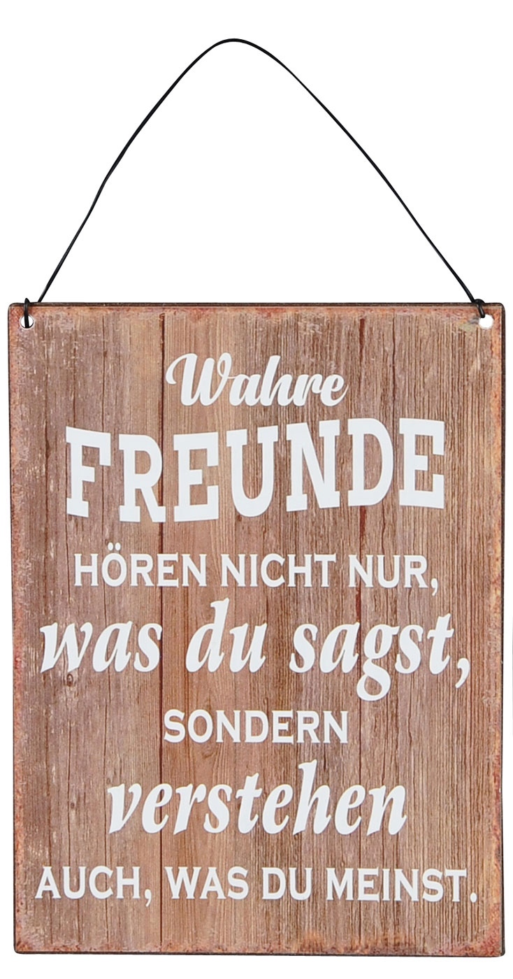 3er Set Blechschilder H20cm Freundschaft Sprüche Braun Wandbild Wanddeko Deko
