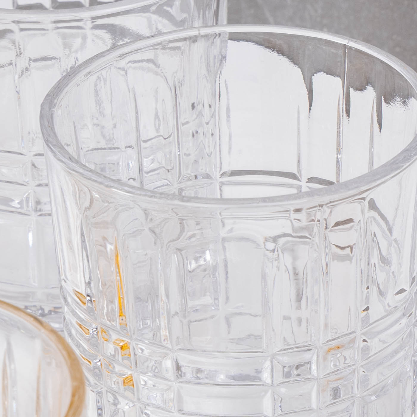4er Whiskyglas 300ml Klar Trinkglas Karo Muster Rum Gin Spülmaschinenfest