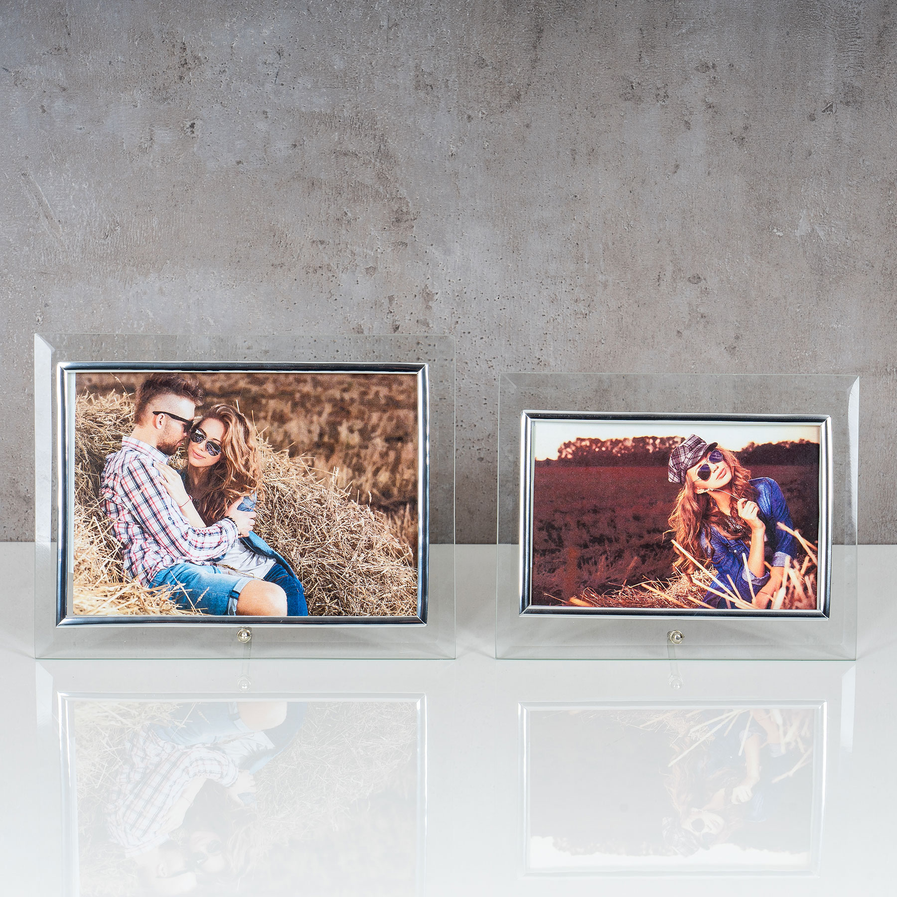 2er Set Bilderrahmen Glas 10x15cm 13x18cm Fotorahmen Bild Tischdeko