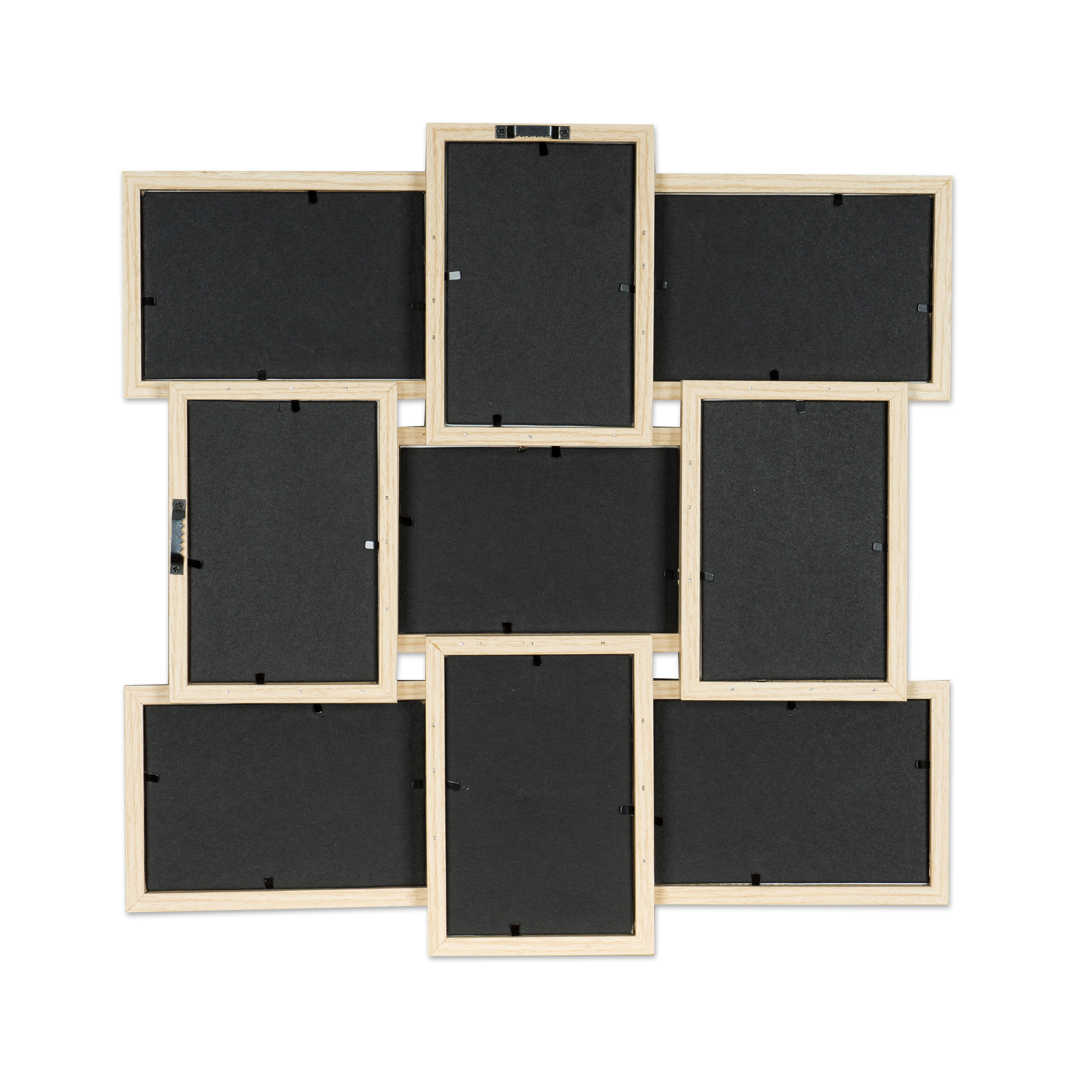 Bilderrahmen Collage 45x45cm 9 Fotos 10x15 Natur MDF Holz Weiß Glasscheiben