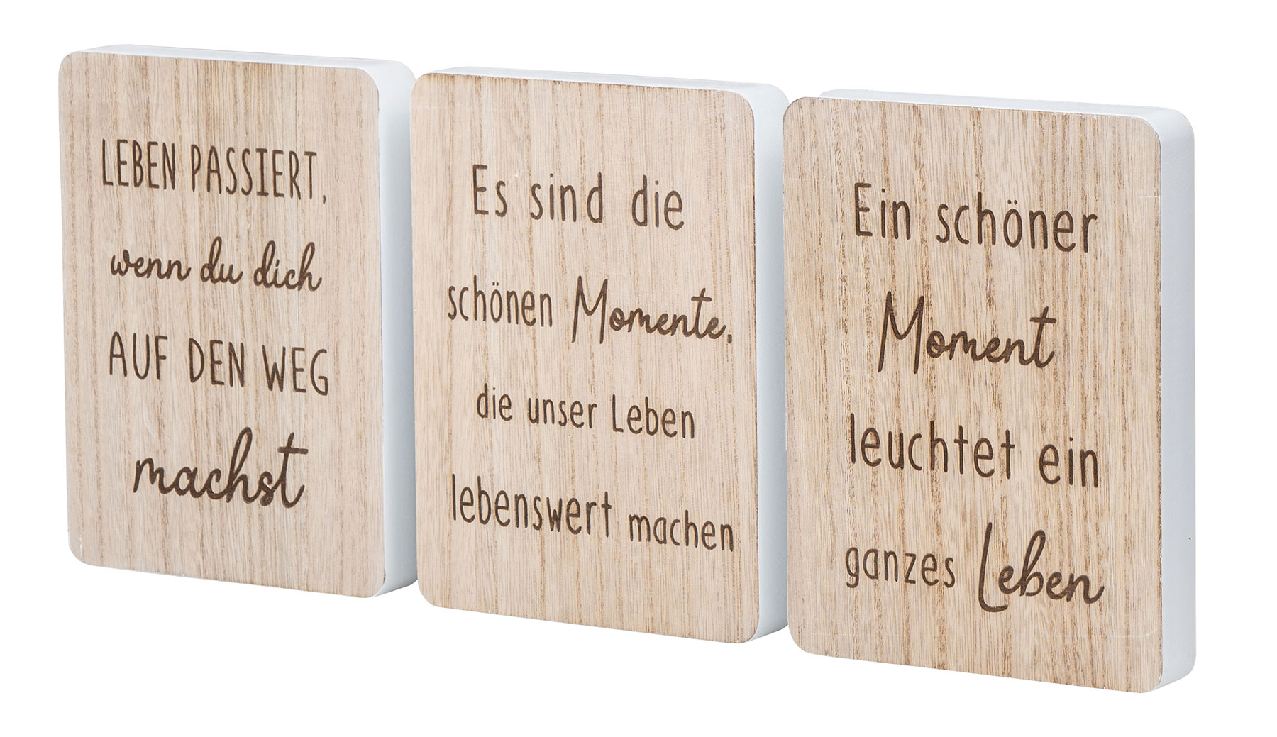 Deko Aufsteller Schild H20cm 3er Set Deko-Tafel MDF Holz Natur Spruch Momente