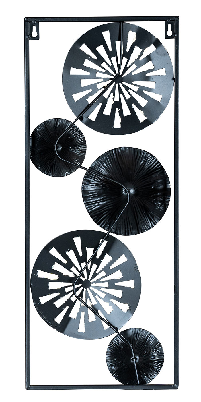 3D Wandbild H60cm Ringe Metall Weiß Schwarz Gold Deko Teller Wanddeko Design