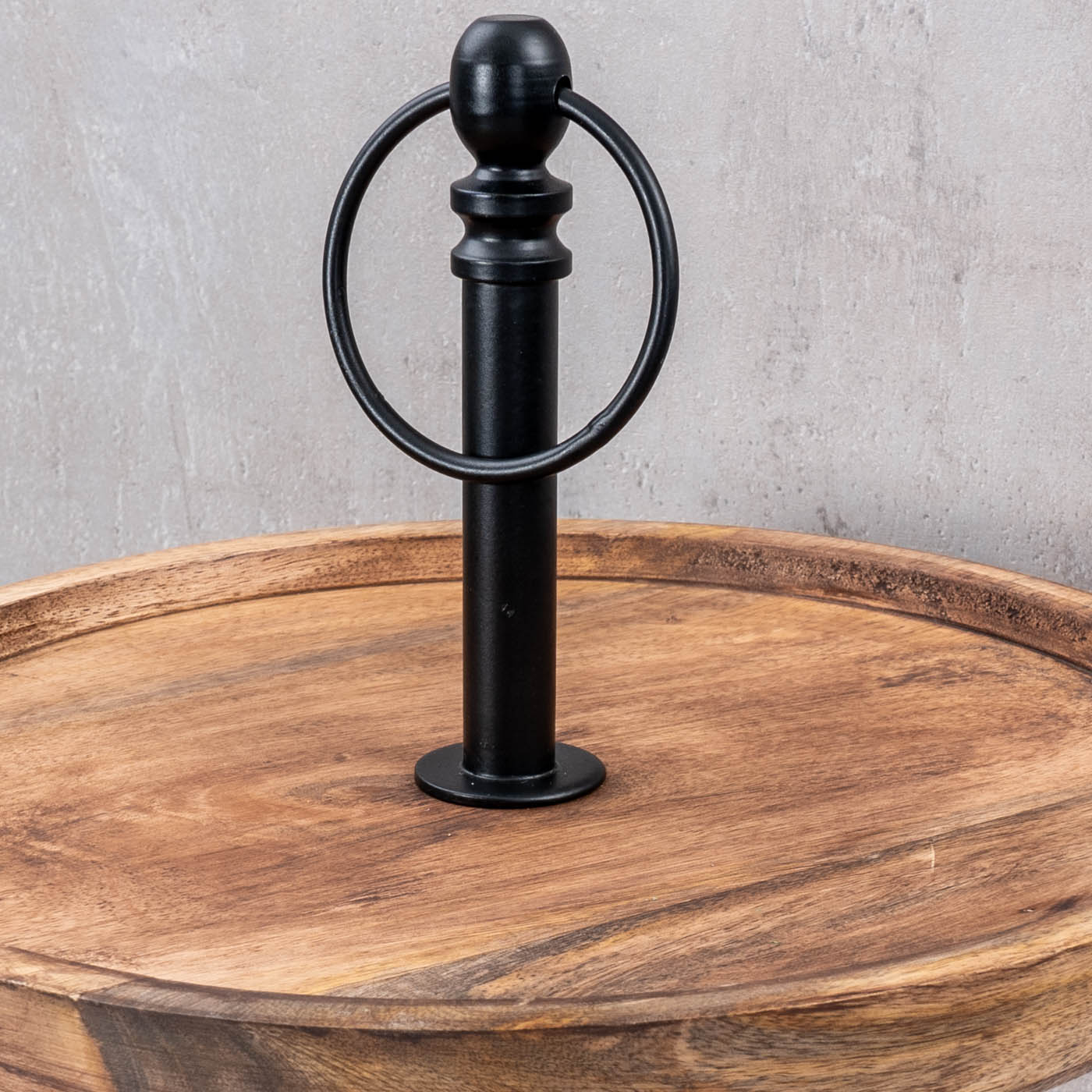 Etagere Holz 2 Etagen H38cm Akazienholz Schwarz Natur Servierplatte Kuchenplatte