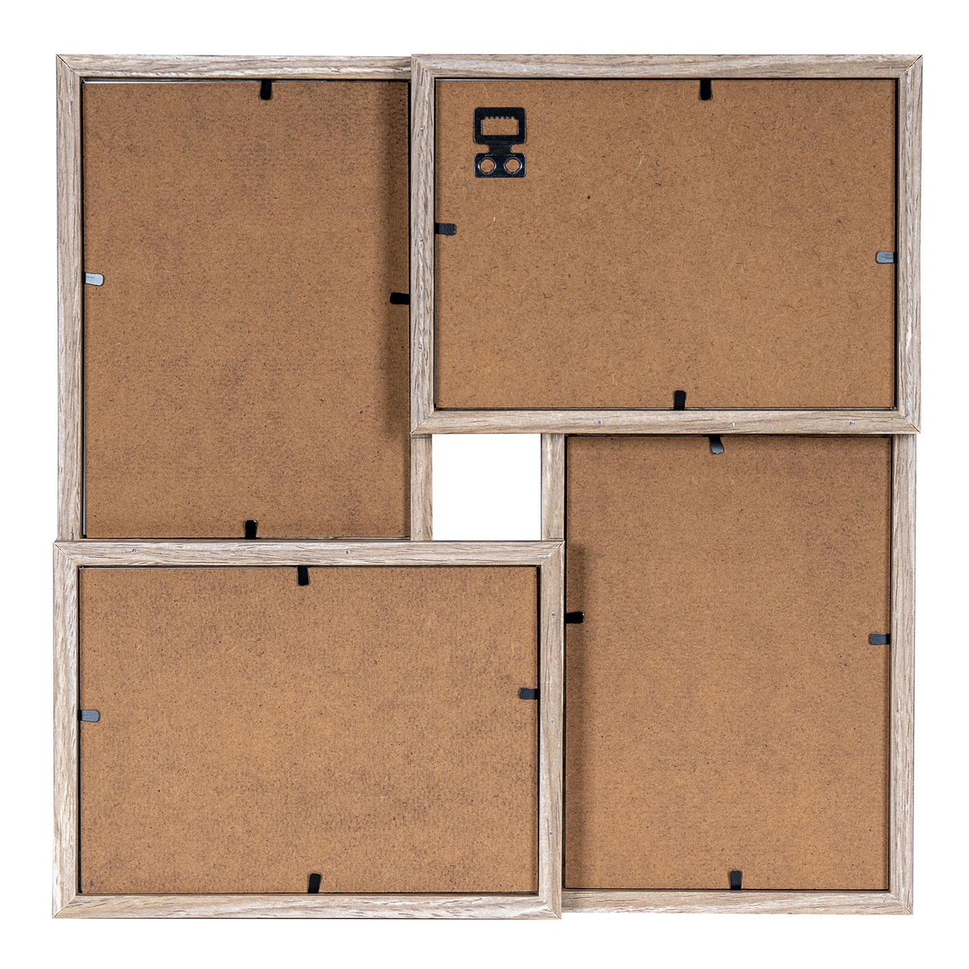levandeo Bilderrahmen Collage 34x34cm 4 Fotos 13x18 Eiche gekälkt Holz MDF Glas