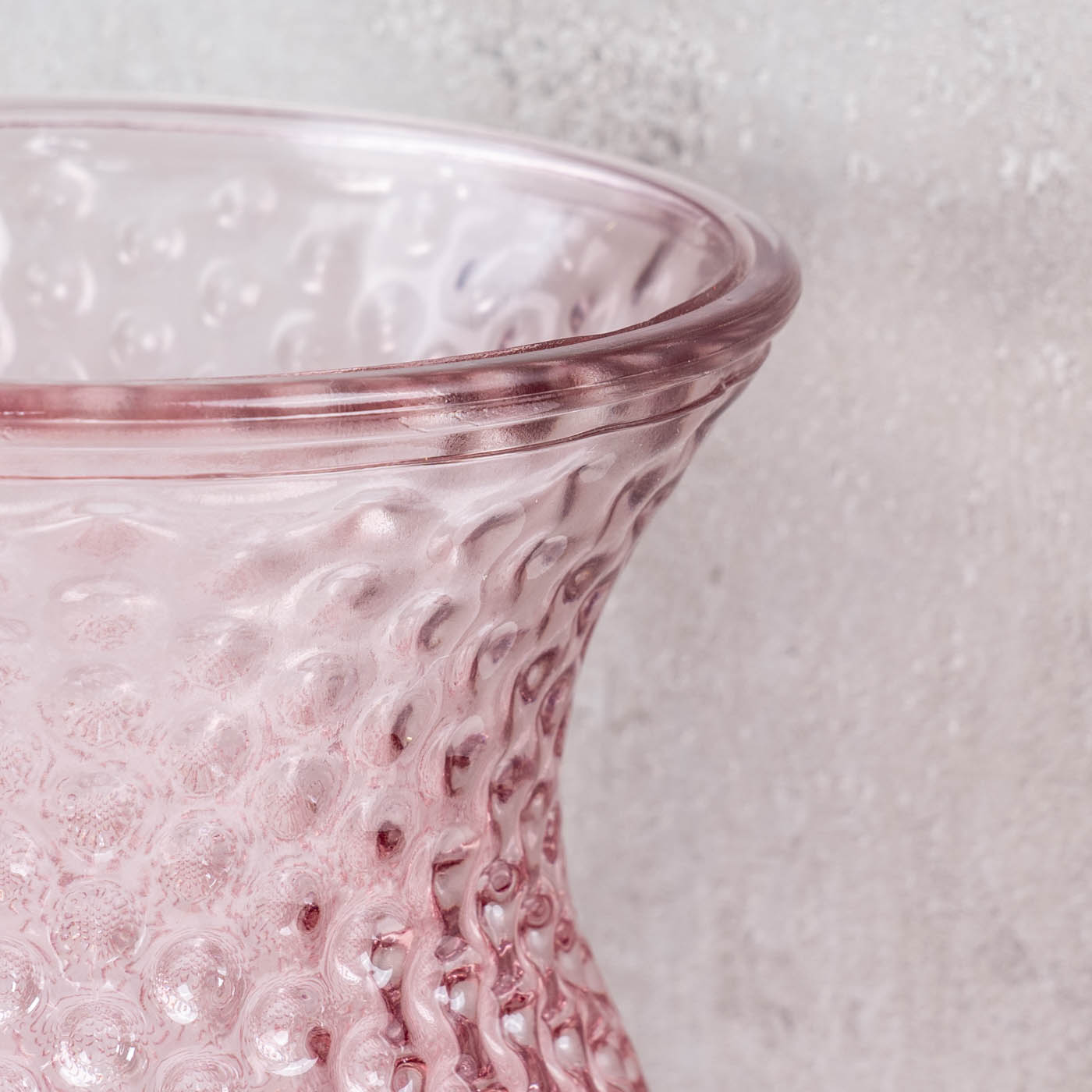 Vase Retro Rosa Glas Blumenvase Dekovase Glasvase Blumendeko Frühling Tischdeko
