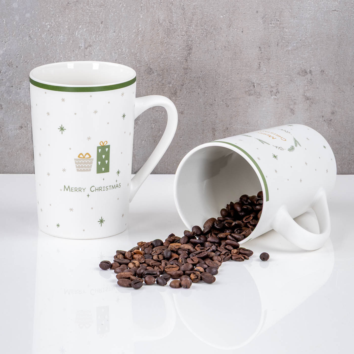 Tassen Set Weihnachten 2er Porzellan Kaffeebecher Merry Christmas Motiv Geschenk