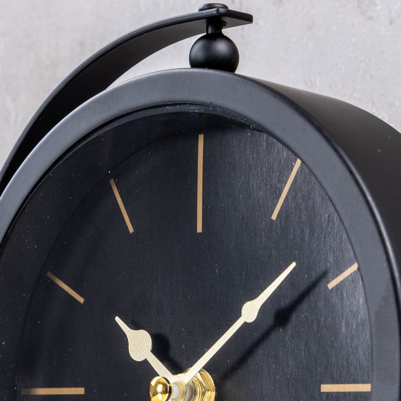 Tischuhr H20cm Schwarz Gold Metall Vintage Retro Metalluhr Analog Standuhr Deko