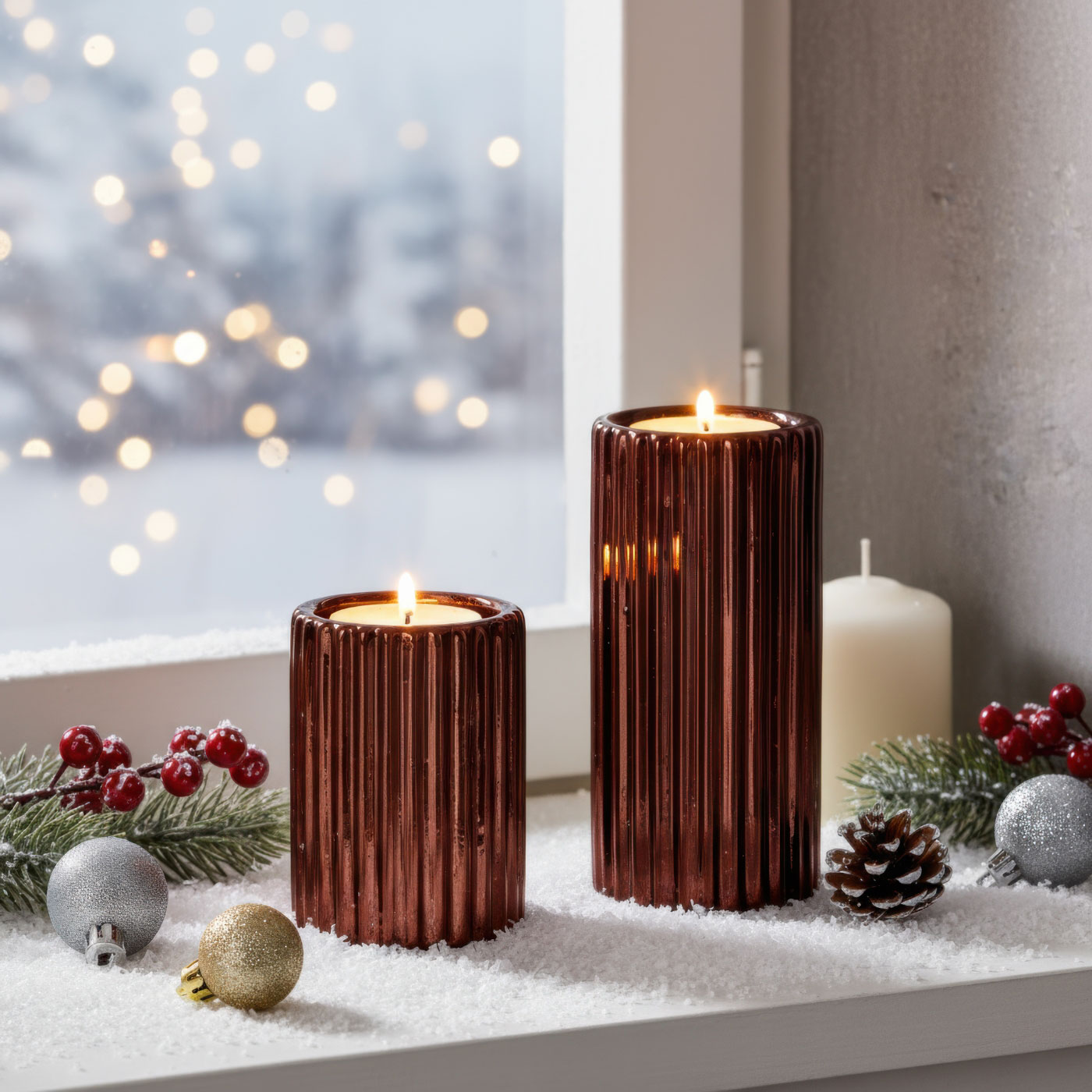 2er Set Teelichthalter Porzellan Bordeaux Rot Tischdeko Weihnachtsdeko Kerzenhalter