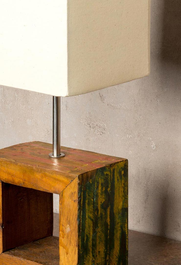 Tischlampe 16 x 45 x 16 cm Treibholz Tischleuchte Holz Lampe Teakholz Deko