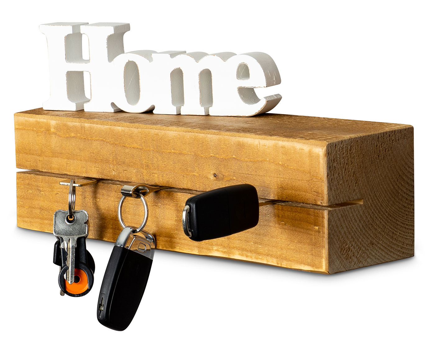 levandeo Schlüsselbrett Holz Massiv 35x10cm Eiche lackiert Schlüsselleiste Board
