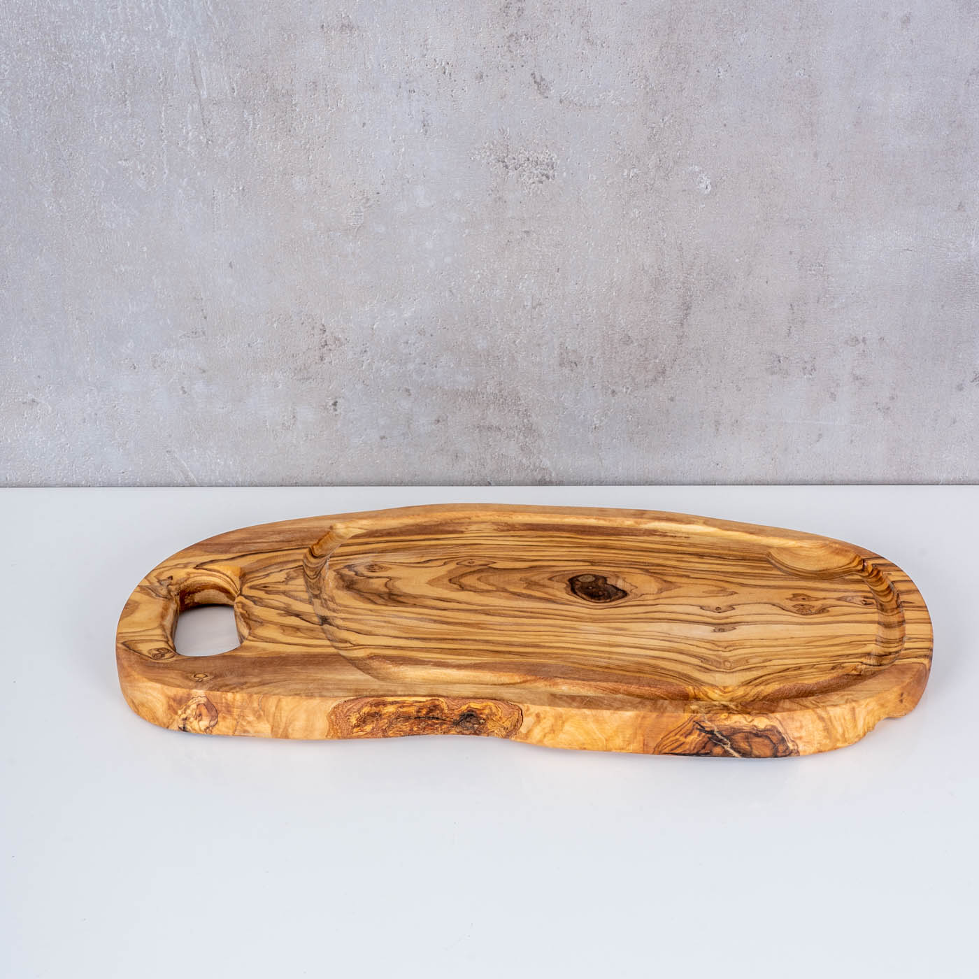 Schneidbrett ca. 36x20cm Olivenholz Steakbrett Braun Natur Saftrille Holzbrett