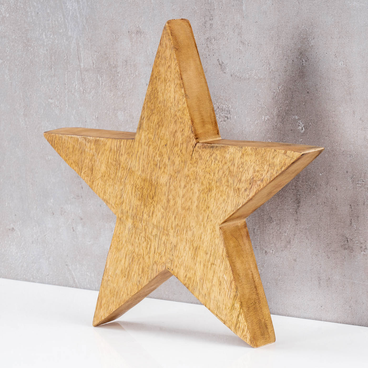 Stern Holzstern Mango 30cm Mangoholz Braun Natur Deko Tischdeko Holzdeko