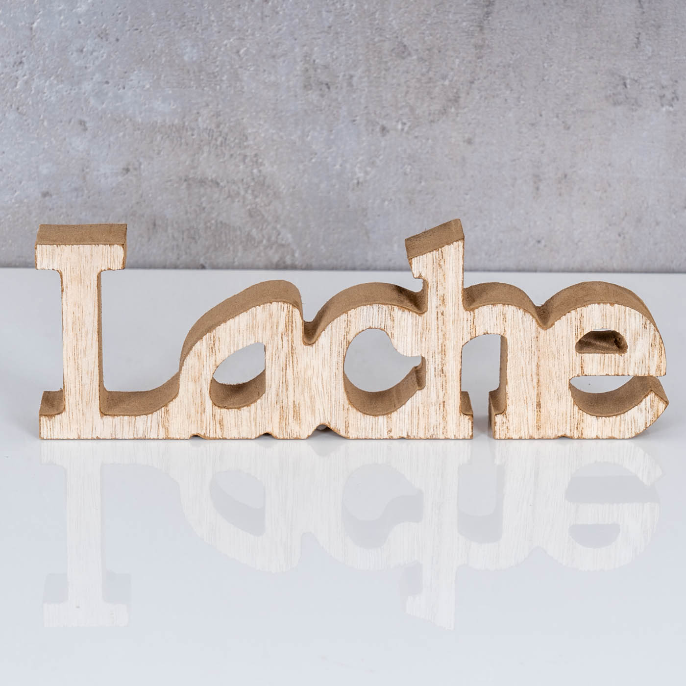 3er Set Schriftzug Holz Lebe Liebe Lache Braun Aufsteller Deko Tischdeko