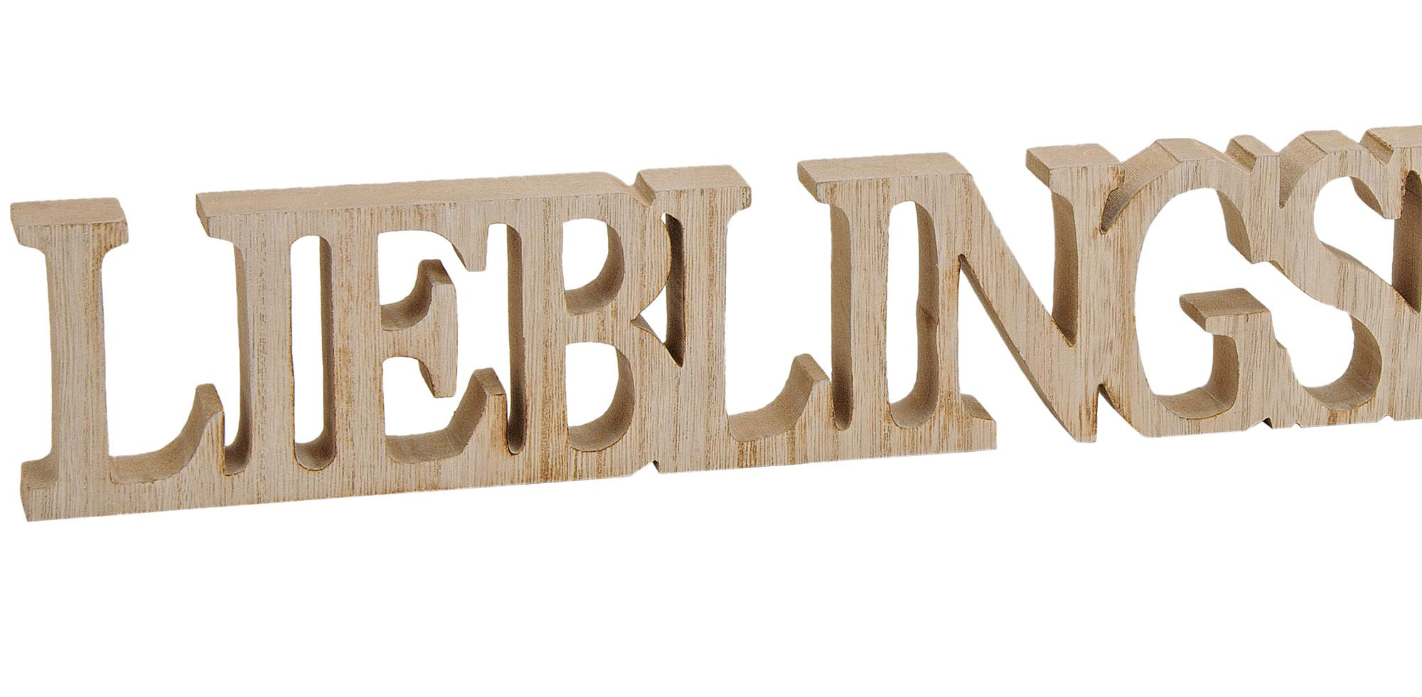 Buchstaben Lieblingsplatz 60x8x2,5cm Holz Natur Braun Schriftzug