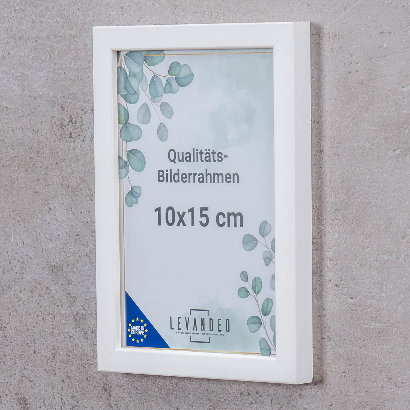 Bilderrahmen Echtholz Made in EU 10x15 Weiß Glasscheibe Fotorahmen Kiefernholz