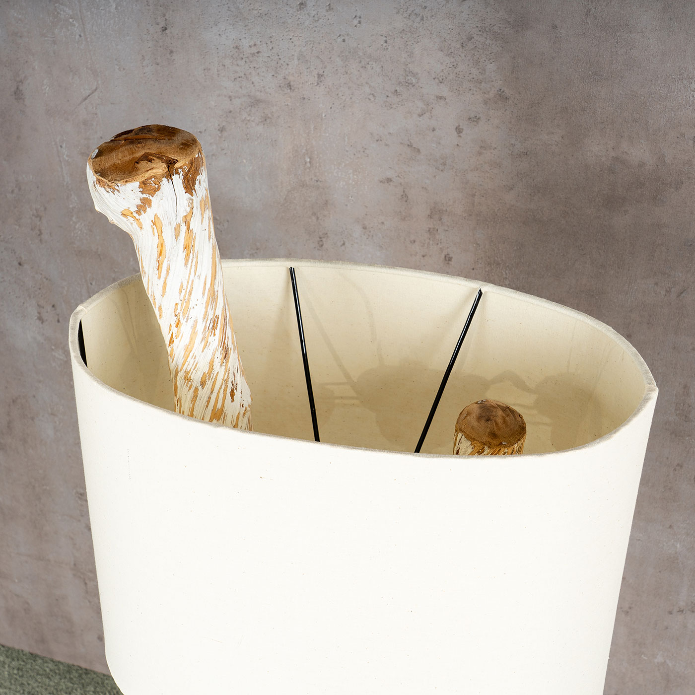 Stehlampe Höhe 95cm Treibholz Stehleuchte Holz Lampe Teakholz Weiß Braun Deko