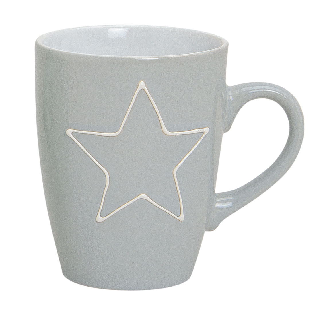 3er Set Becher 300ml Stern Keramik Pastell Rosa Grün Grau Kaffeepott Tasse