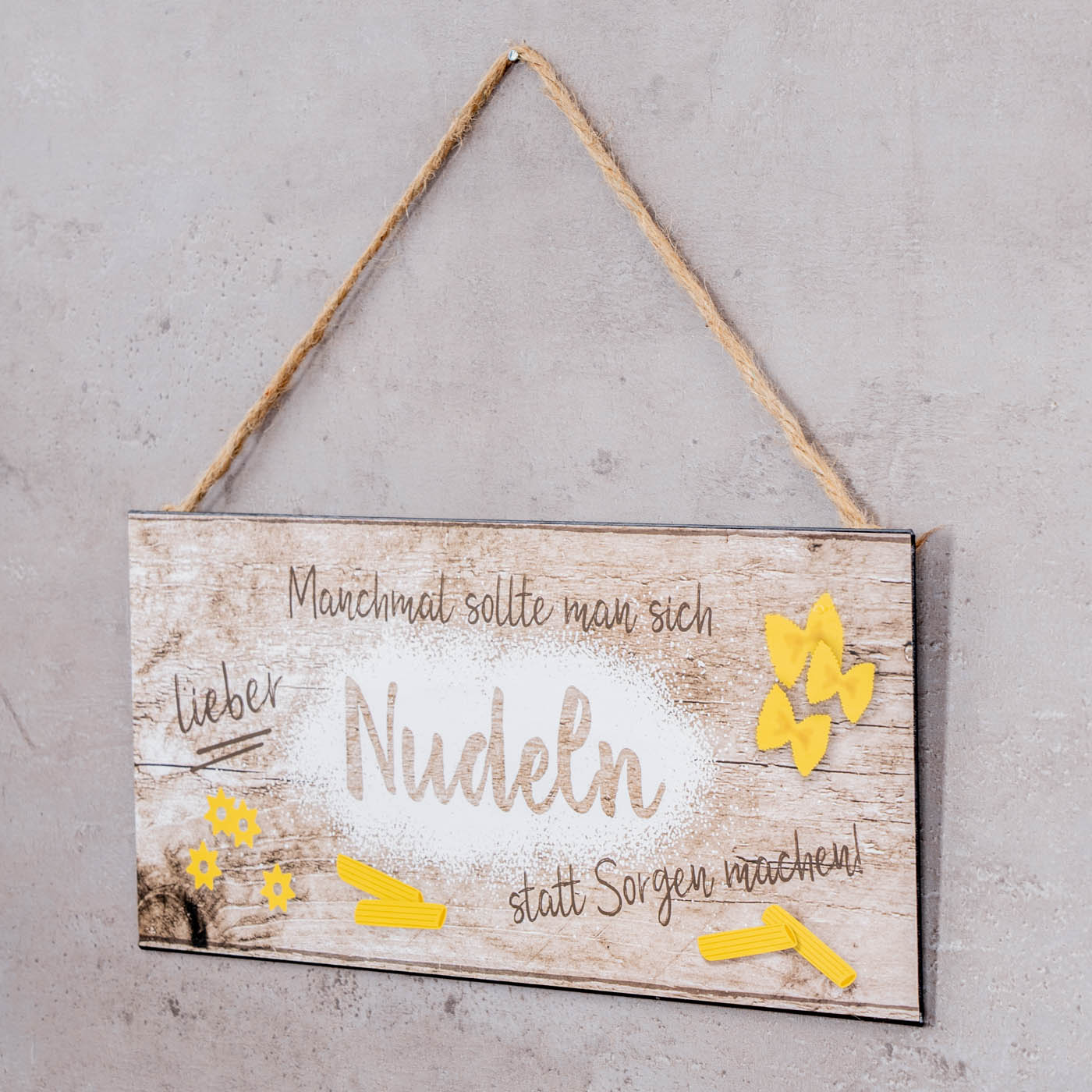 Schild L30cm Lieber Nudeln als Sorgen Spruch Metall Wandbild Wanddeko Türschild