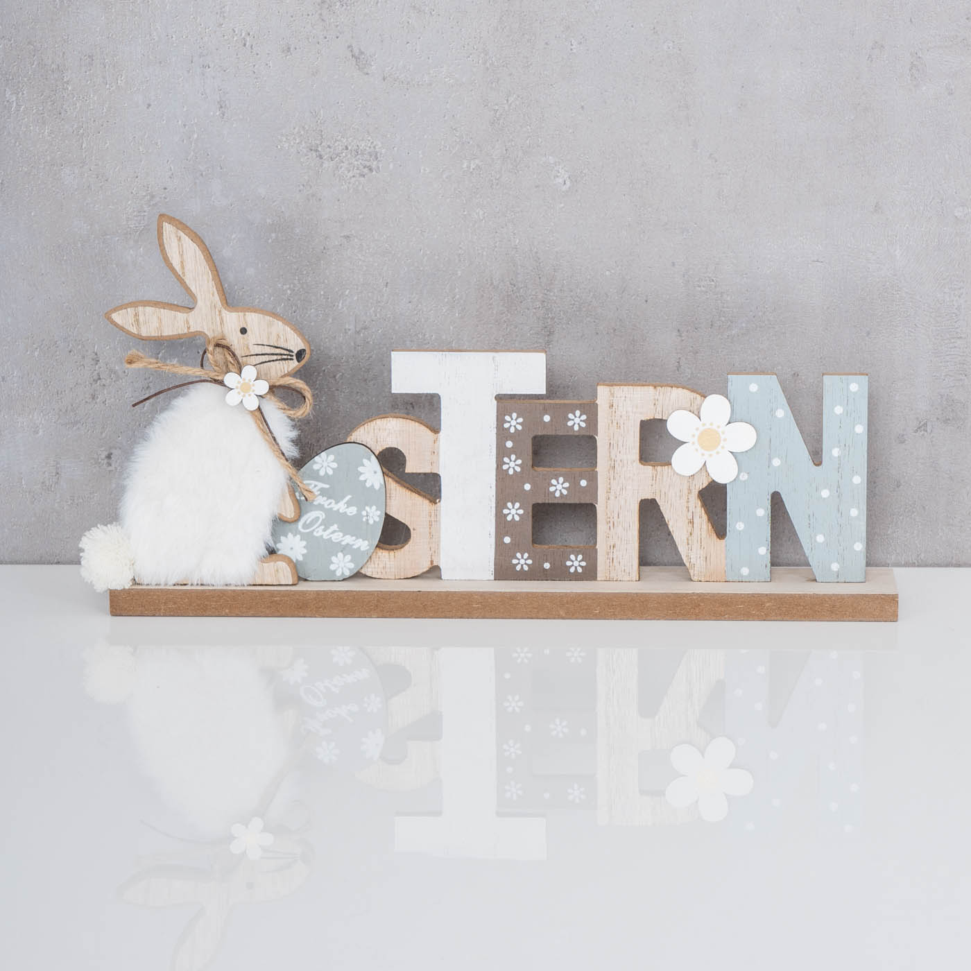 Schriftzug Ostern B x H: 34x17cm Hase Holz Tischdeko Bunt Aufsteller Deko Figur