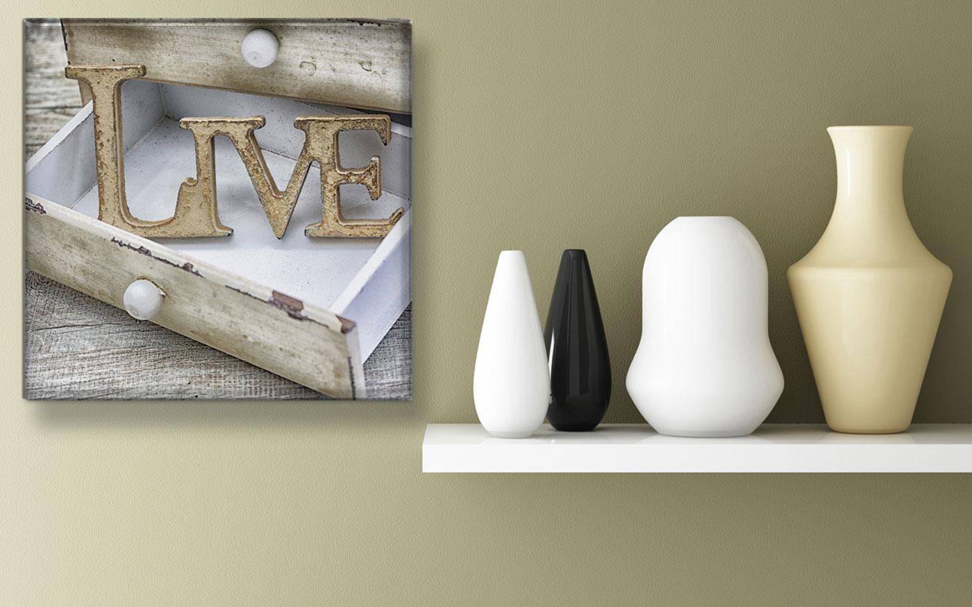 levandeo Glasbild 30x30cm Wandbild Bild Glas Live Shabby Chic Vintage Landhaus