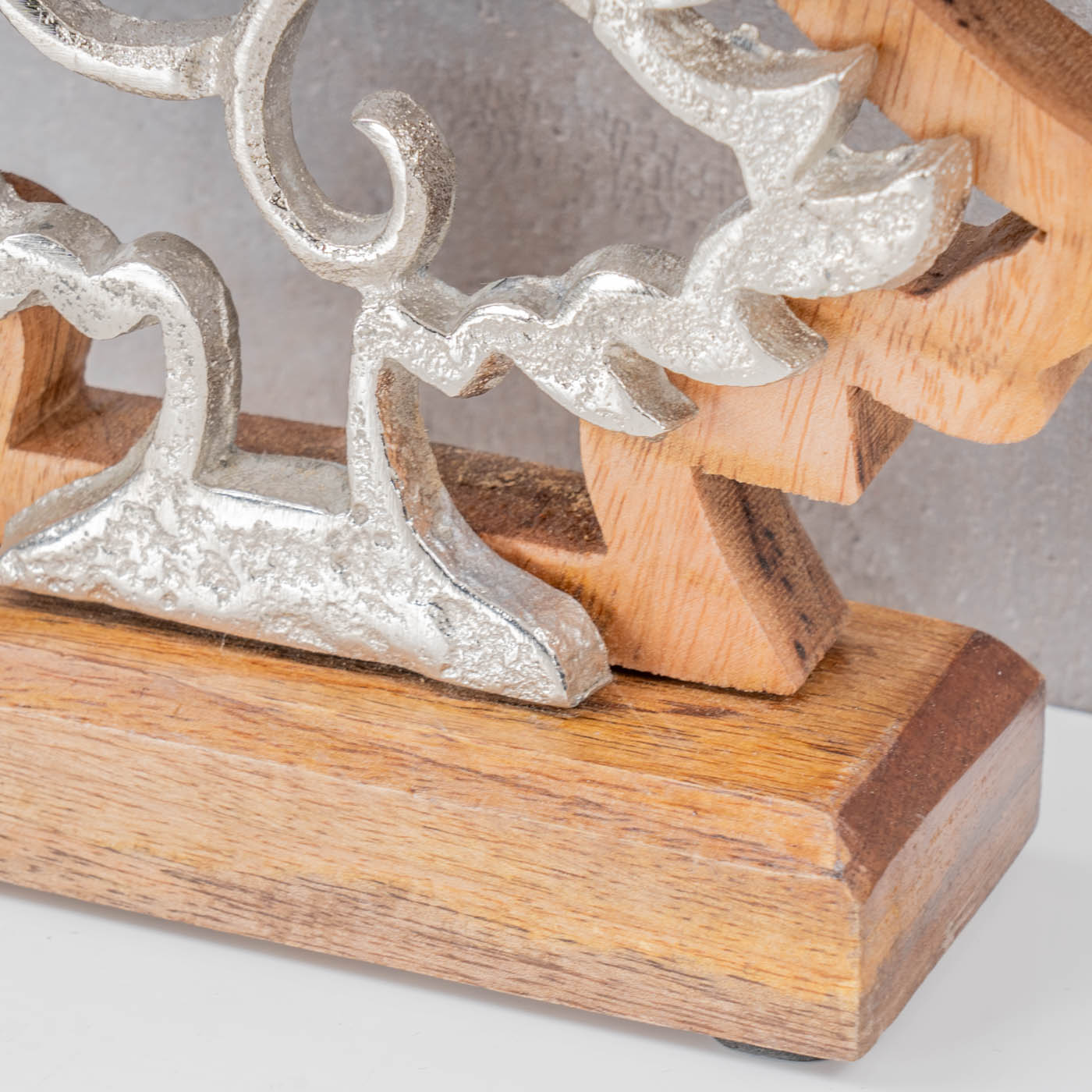 Deko Baum Aufsteller Weihnachten H25cm Holz Metall Natur Silber Tischdeko Tanne