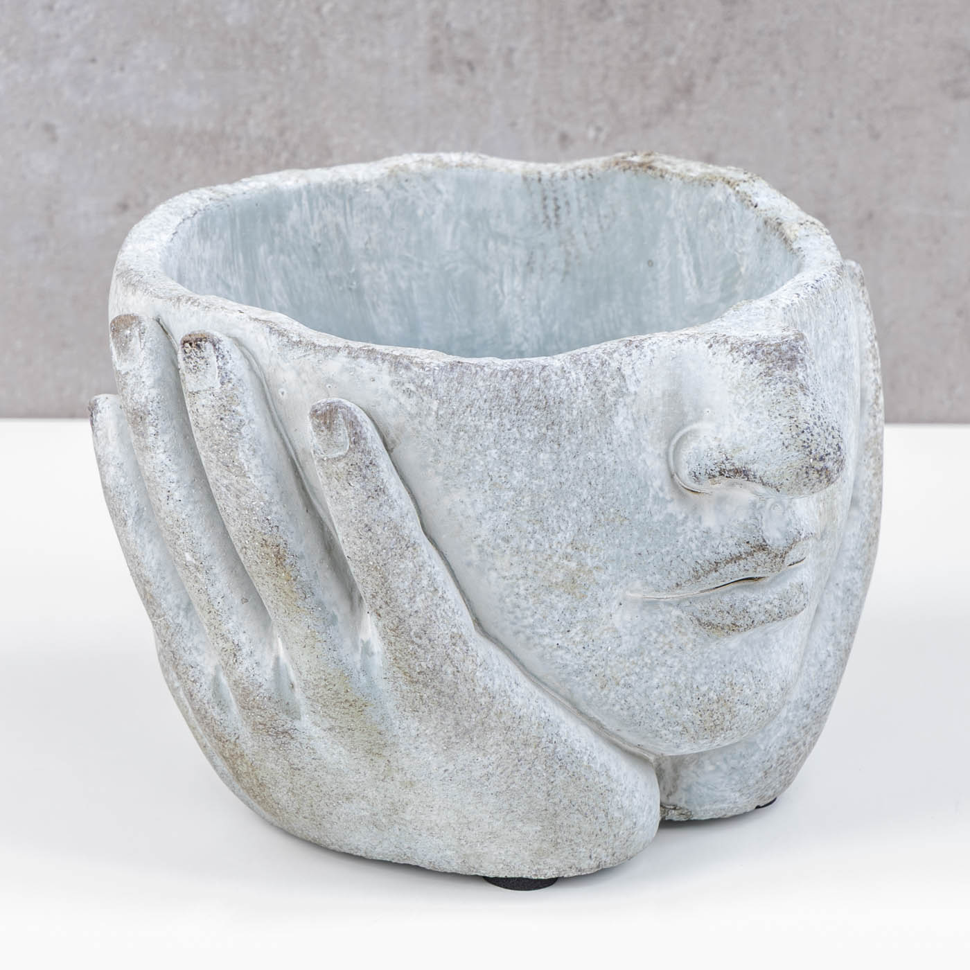 Blumentopf Gesicht Pflanztopf Beton Grau 12x16cm Vintage Dekotopf Kopf Skulptur