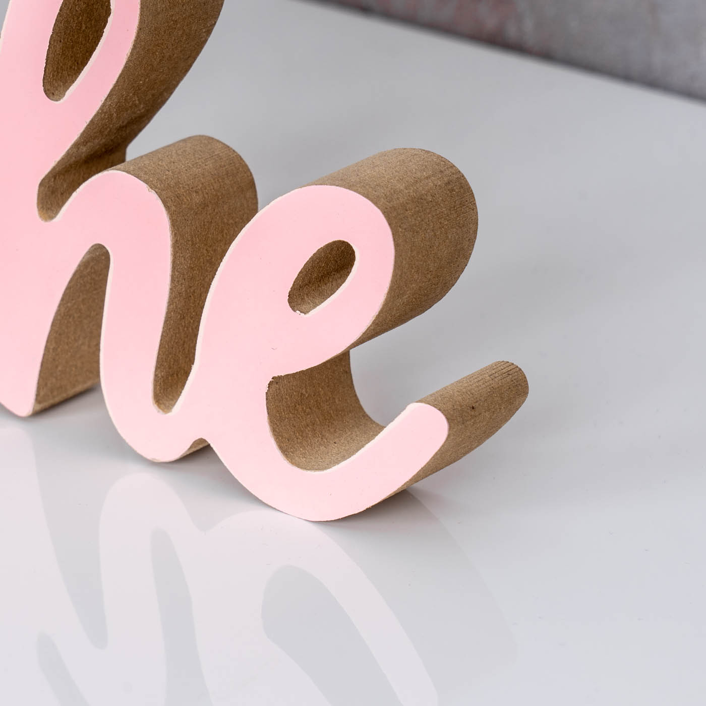 Schriftzug Lache L24cm Pastell Rosa Holz Tischdeko Deko Aufsteller Wohndeko