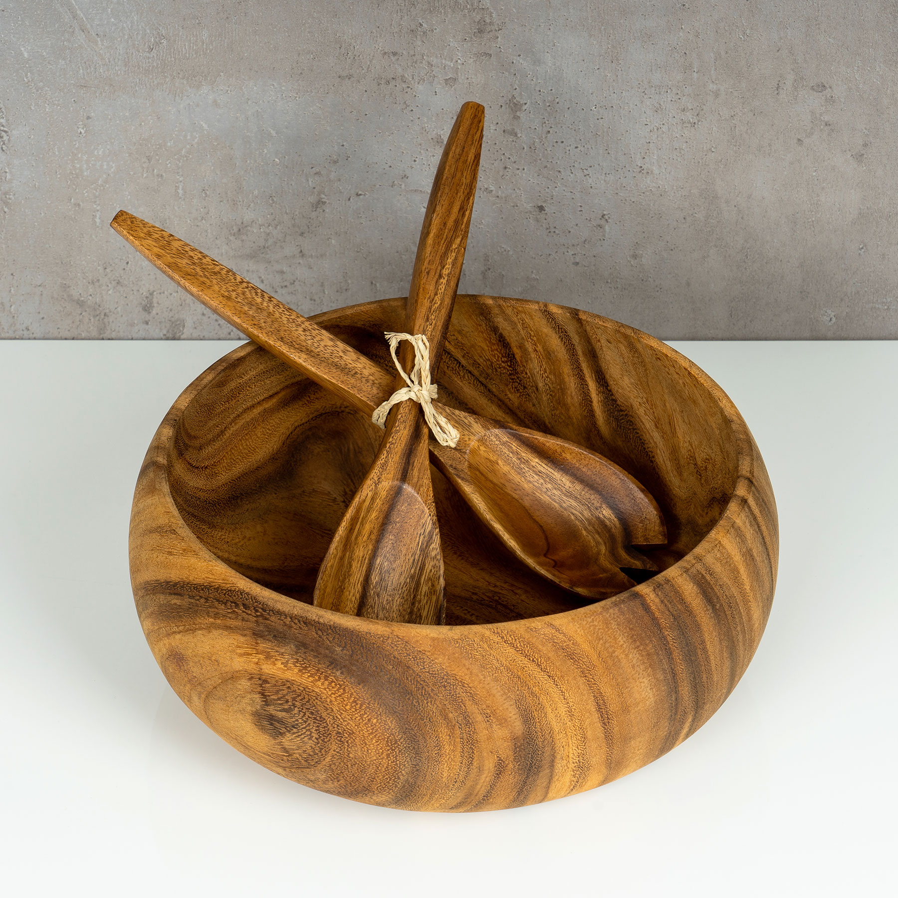 2tlg. Salatbesteck Holz Akazie 31cm Lang Salat Servierbesteck Gabel Löffel Natur