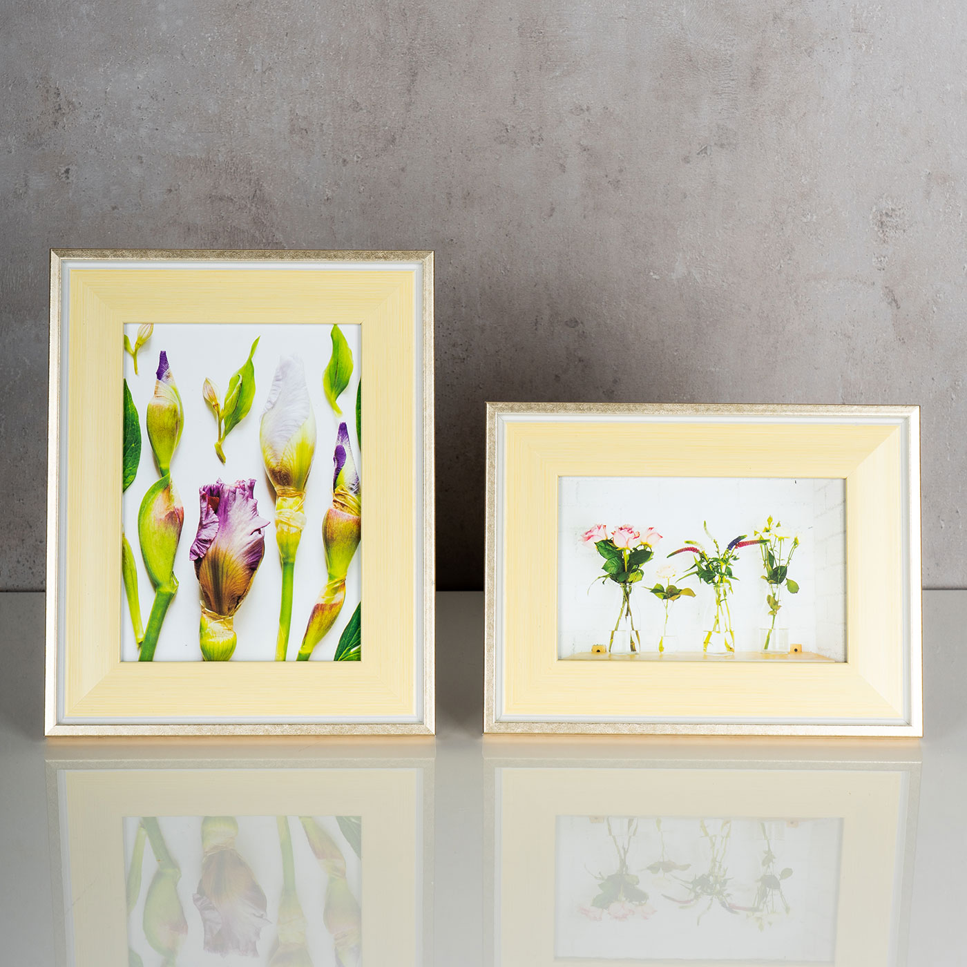 levandeo 2er Set Bilderrahmen Pastell Gelb 10x15 + 13x18 Fotorahmen Glas Deko