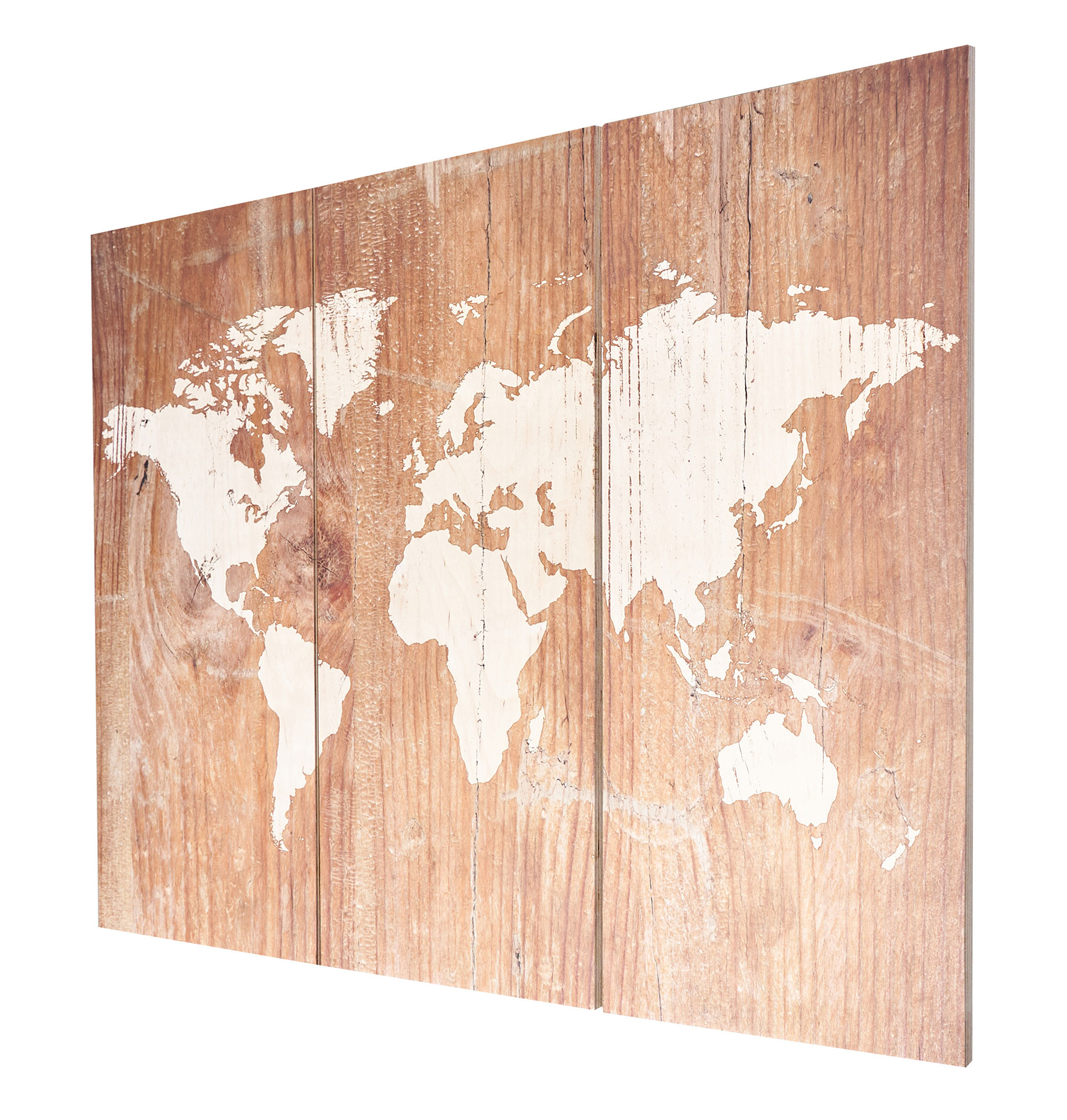 Wandbild 90x60cm Weltkarte Birkenholz Holz Holzbild Wanddekoration Wooden Map