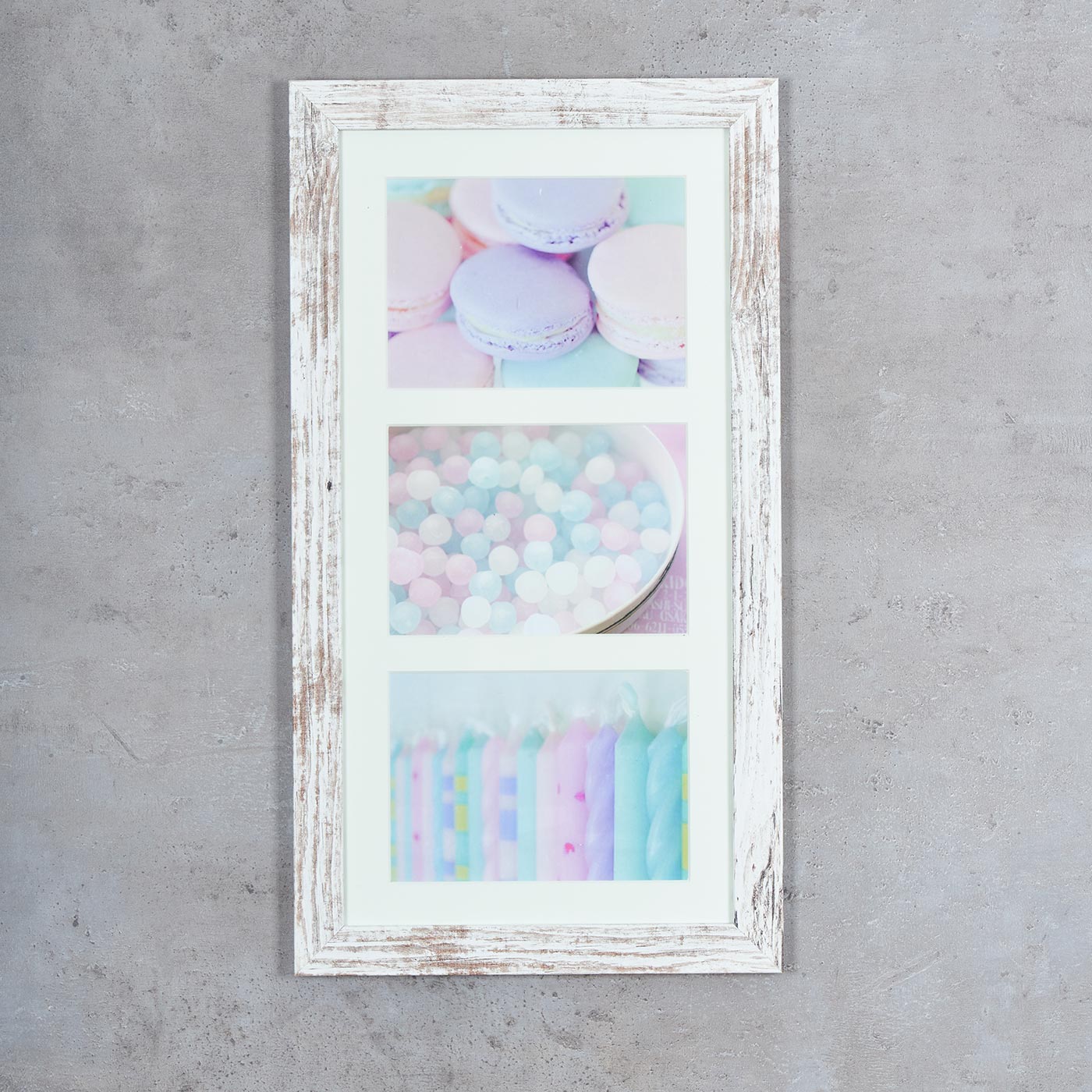Bilderrahmen 28x50cm Weiß Braun 13x18cm 3 Fotos Shabby Chic Vintage Fotorahmen
