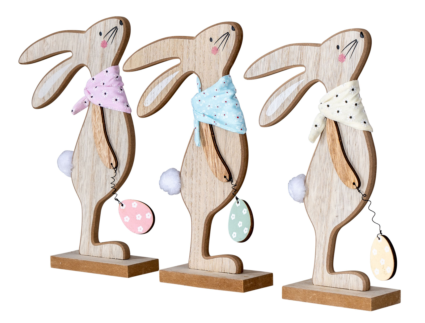 3er Set Deko-Aufsteller H25cm Hase Gelb Rosa Grün Osterhase Ei Tischdeko Ostern