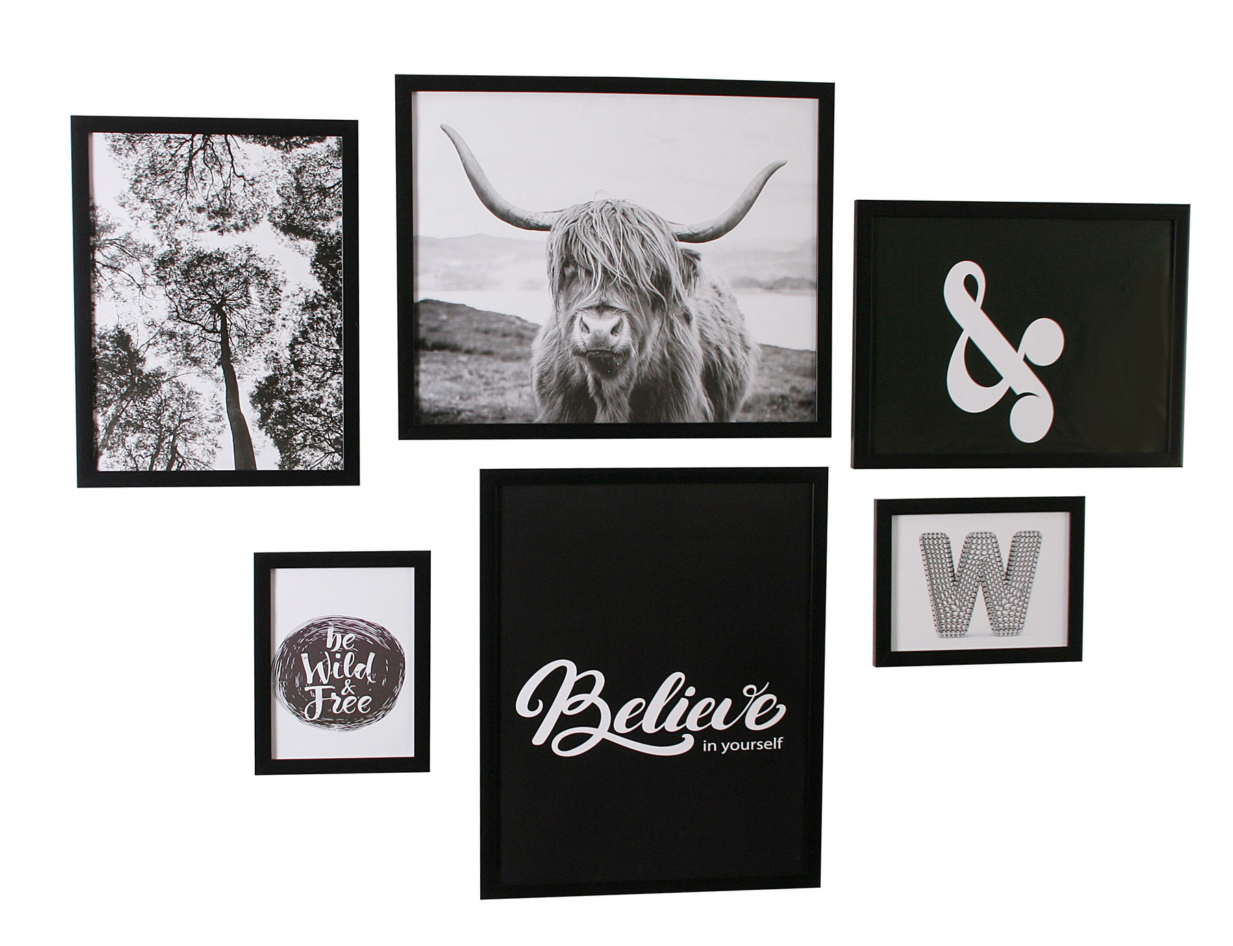 6er Set Bilderrahmen 40x50cm 30x40cm 18x24cm Schwarz Einzelrahmen Posterrahmen