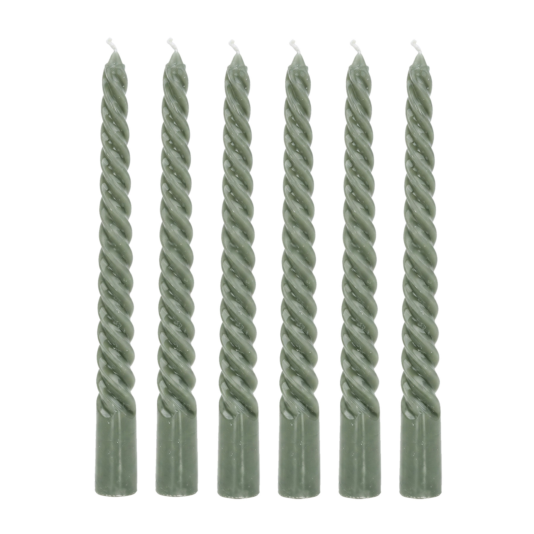 6er Set Kerzen Grün Gedreht H20cm Stabkerzen Tafelkerzen Spiralkerzen Tischdeko