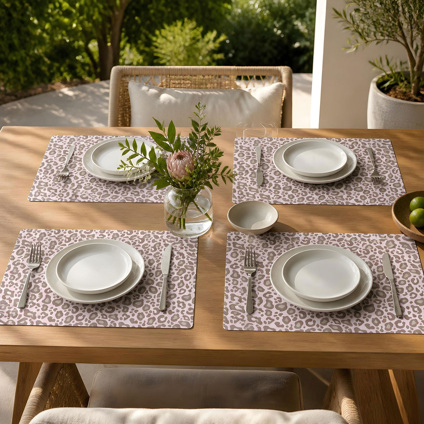 4er Set Platzsets Leo Muster 45x30cm Leopard Platzdecke Tischsets Animal Print