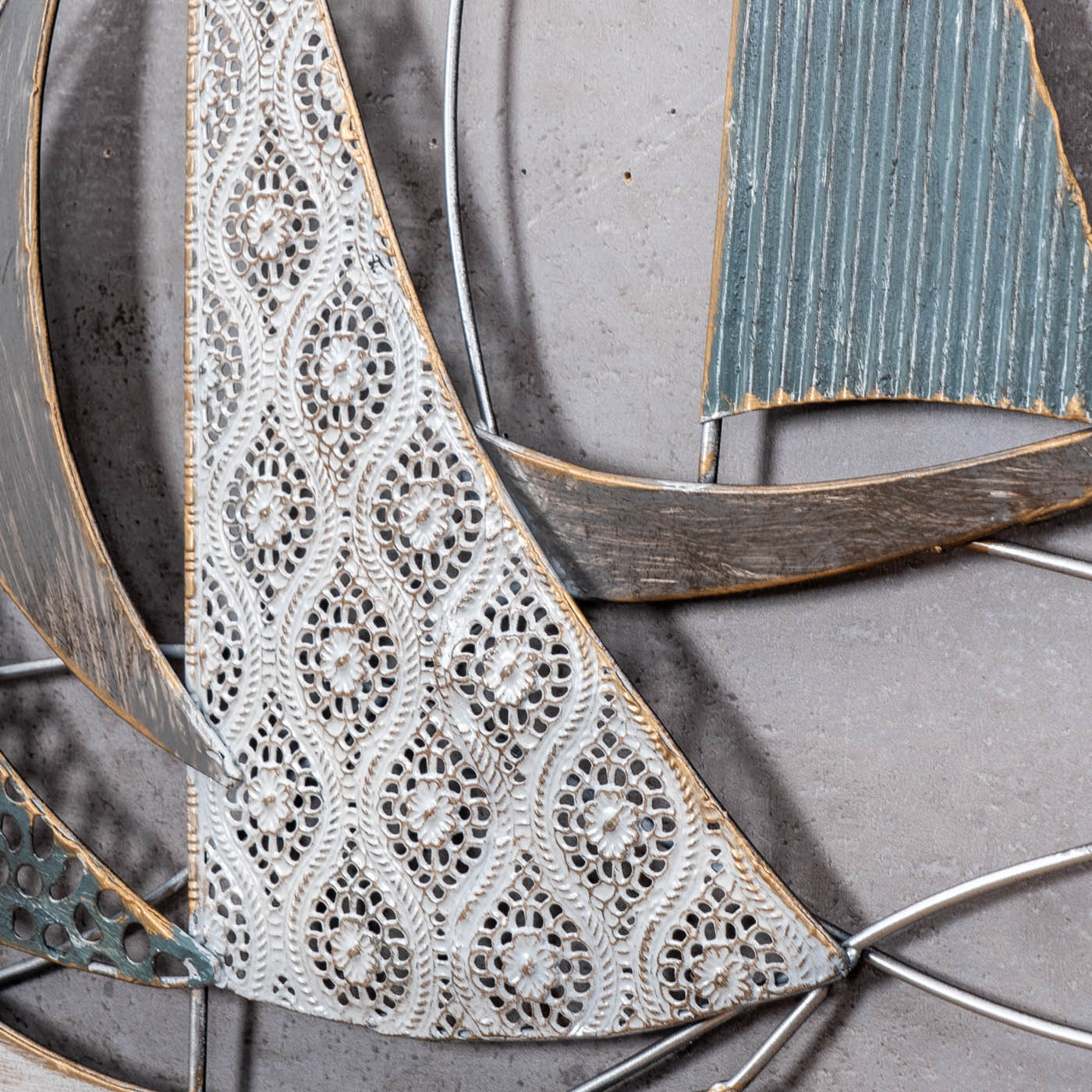 Metallbild 50x50cm Segelboot Wandbild Blau Grau Weiß Maritim Wanddeko Metalldeko