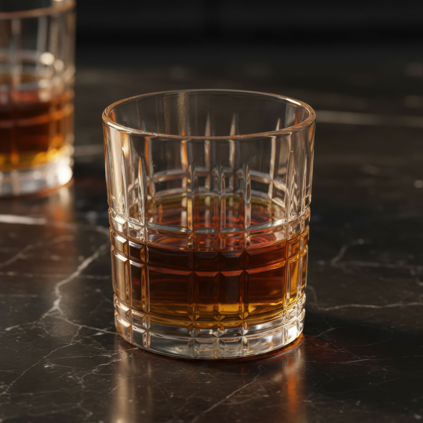 4er Whiskyglas 300ml Klar Trinkglas Karo Muster Rum Gin Spülmaschinenfest
