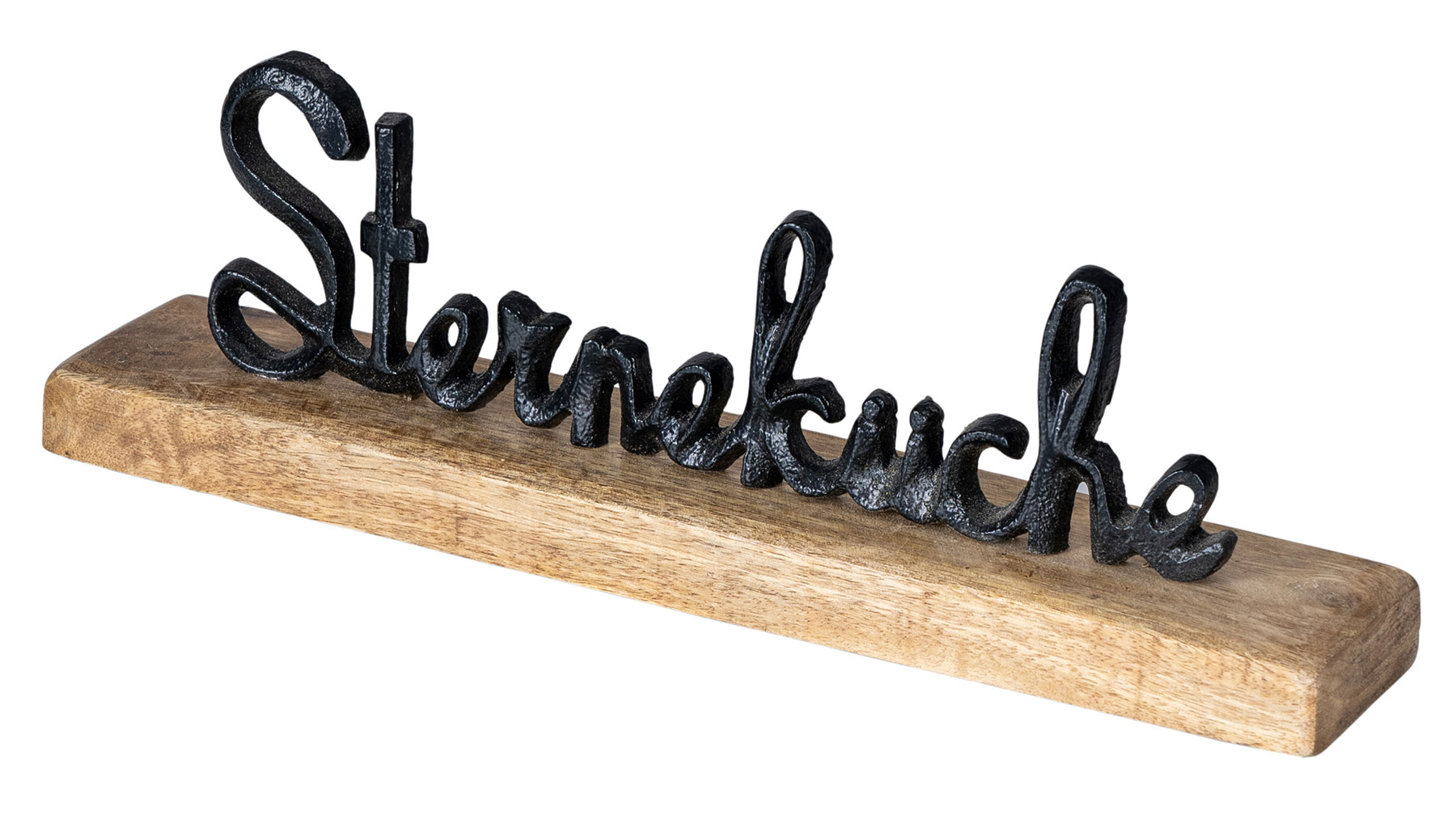 Schriftzug Sterneküche L30cm Metall Schwarz Mango Holz Tischdeko Deko Aufsteller