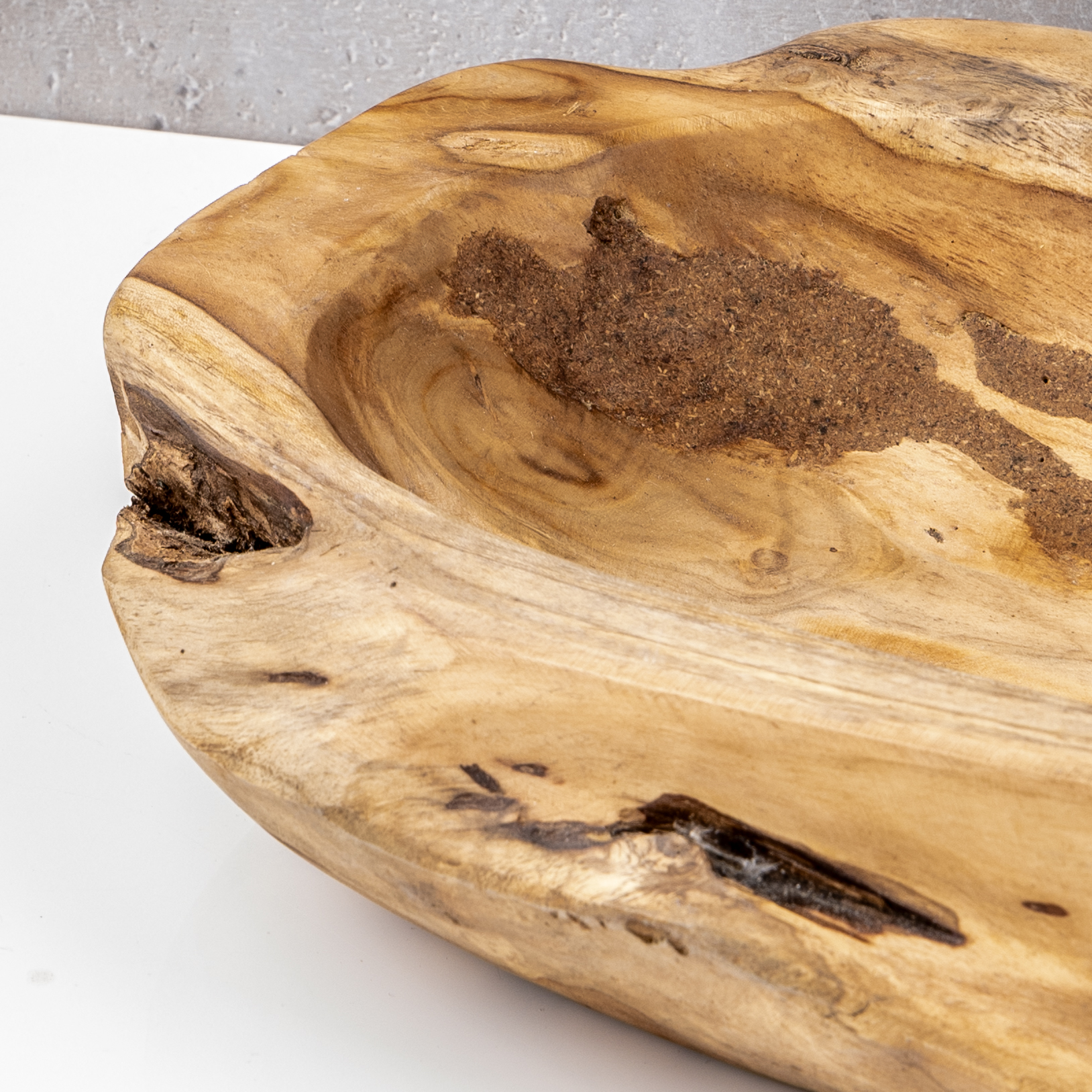Teakholz Schale ca. L60cm Massiv Holz Obstschale Schüssel Holzschale Dekoschale