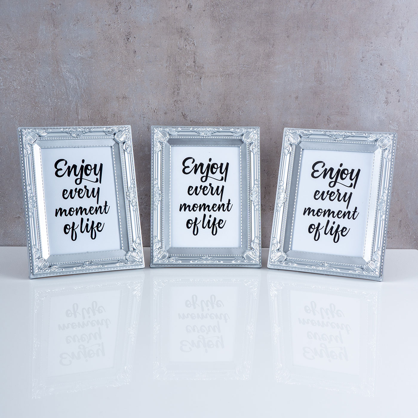 3er Set Fotorahmen 13x18 Silber Fotoaufsteller Barock Shabby Antik Deko Portrait