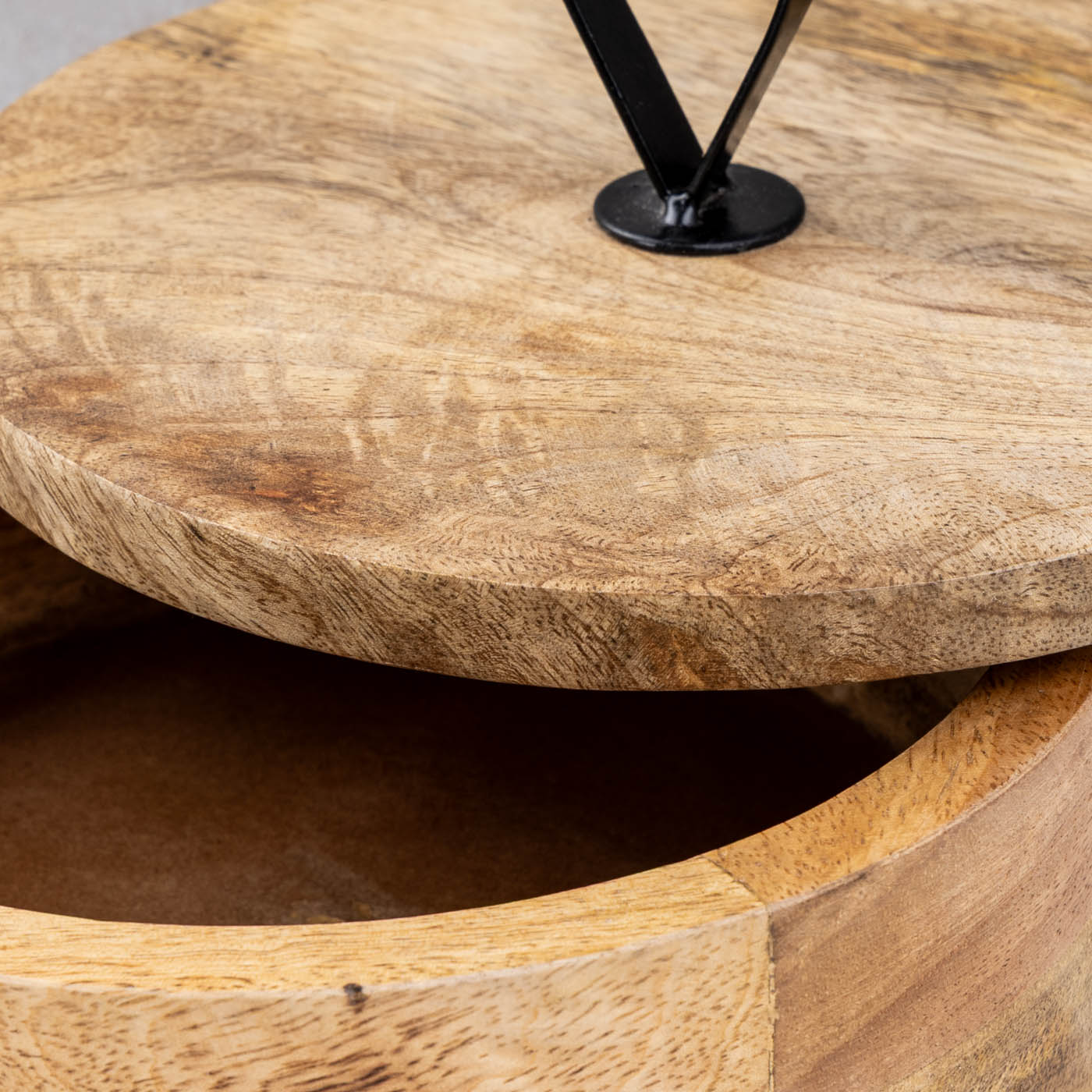 Aufbewahrungsdose Ø19cm Mango Holzdose Deckel Natur Braun Metallgriff Tischdeko