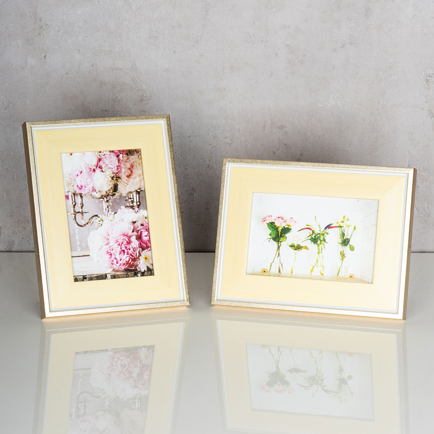 levandeo 2er Set Bilderrahmen Pastell Gelb 10x15cm Fotorahmen Glas Portrait Deko